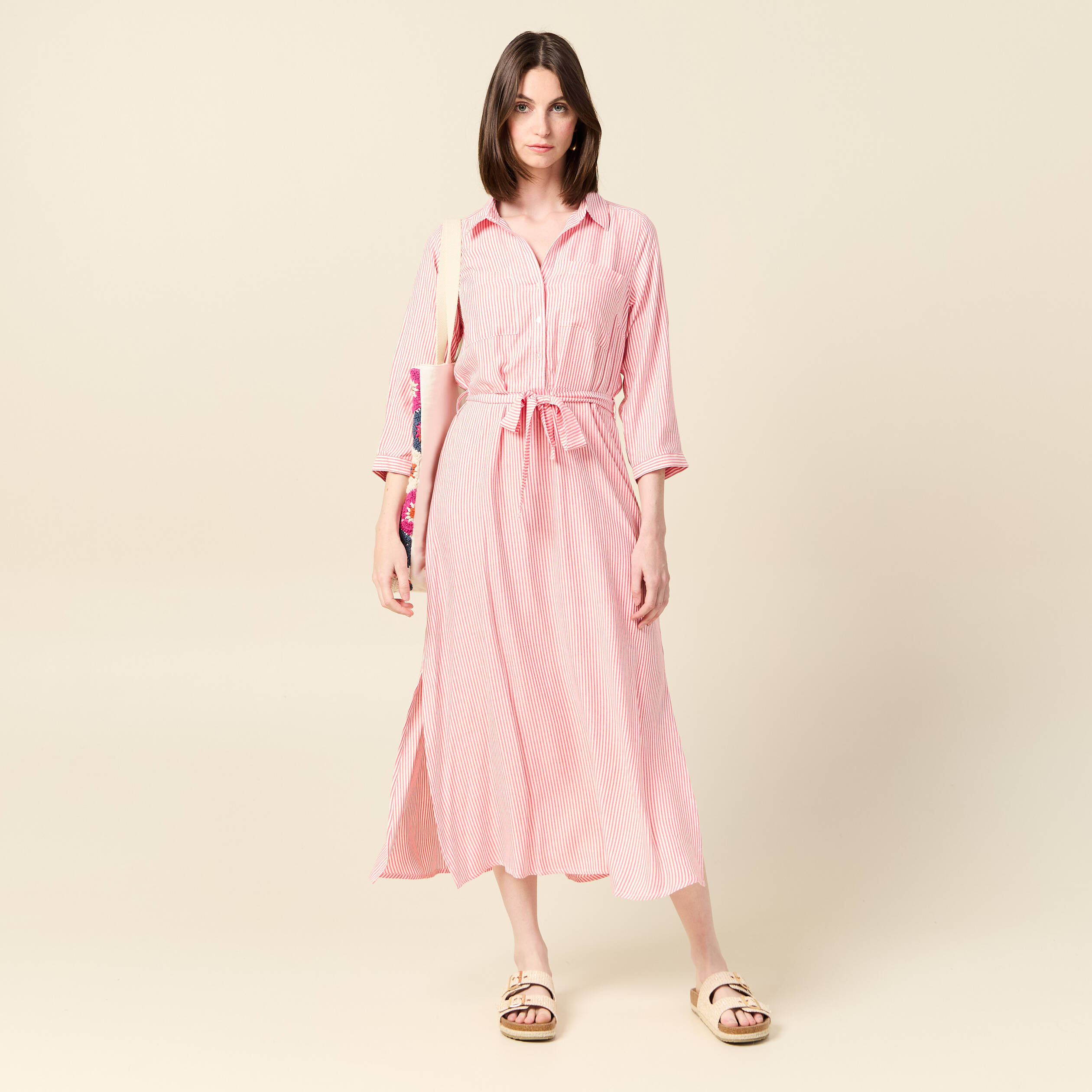 robe chemise eco responsable rouge femme Robe chemise éco-responsable rouge femme