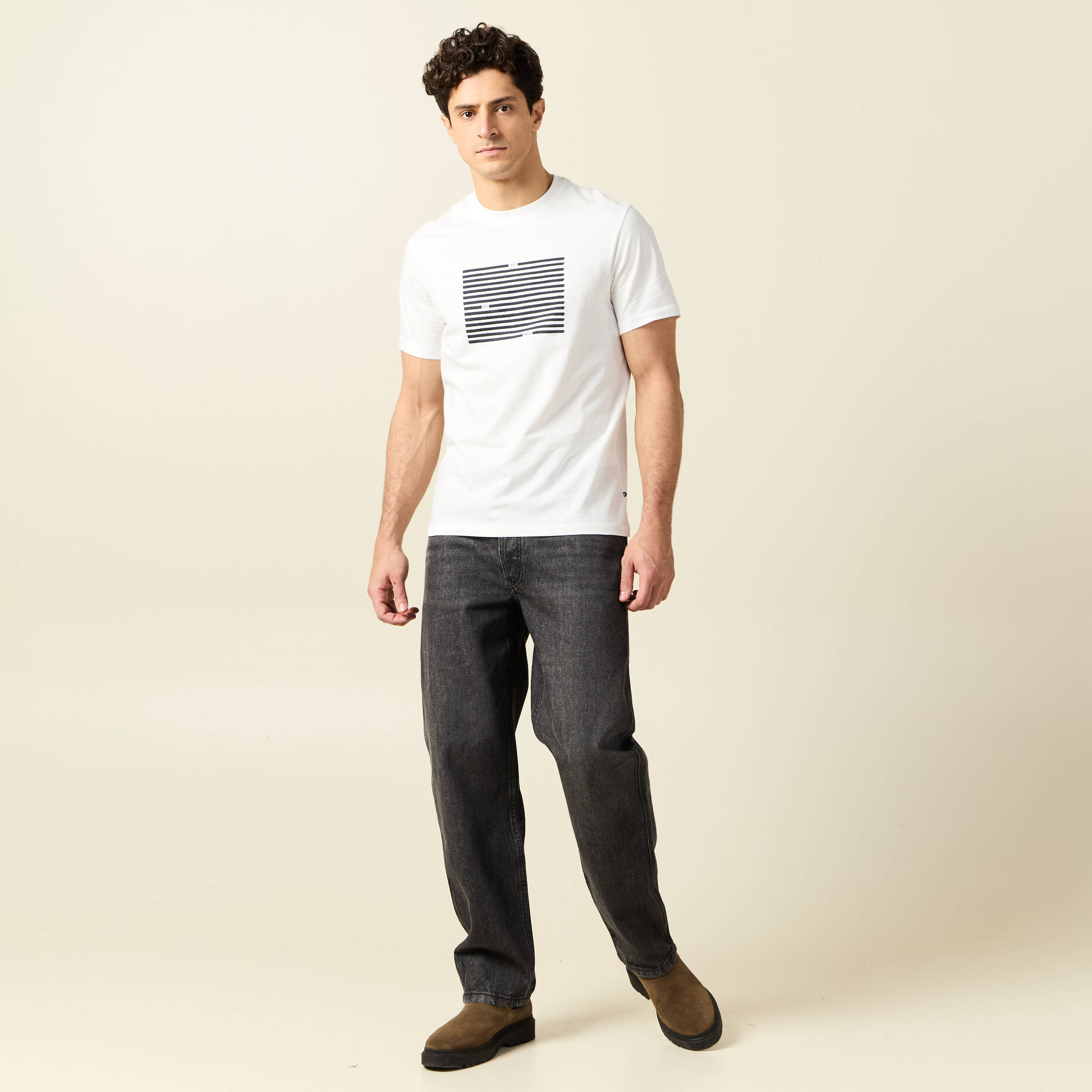t shirt manches courtes ecru homme T-shirt manches courtes ecru homme