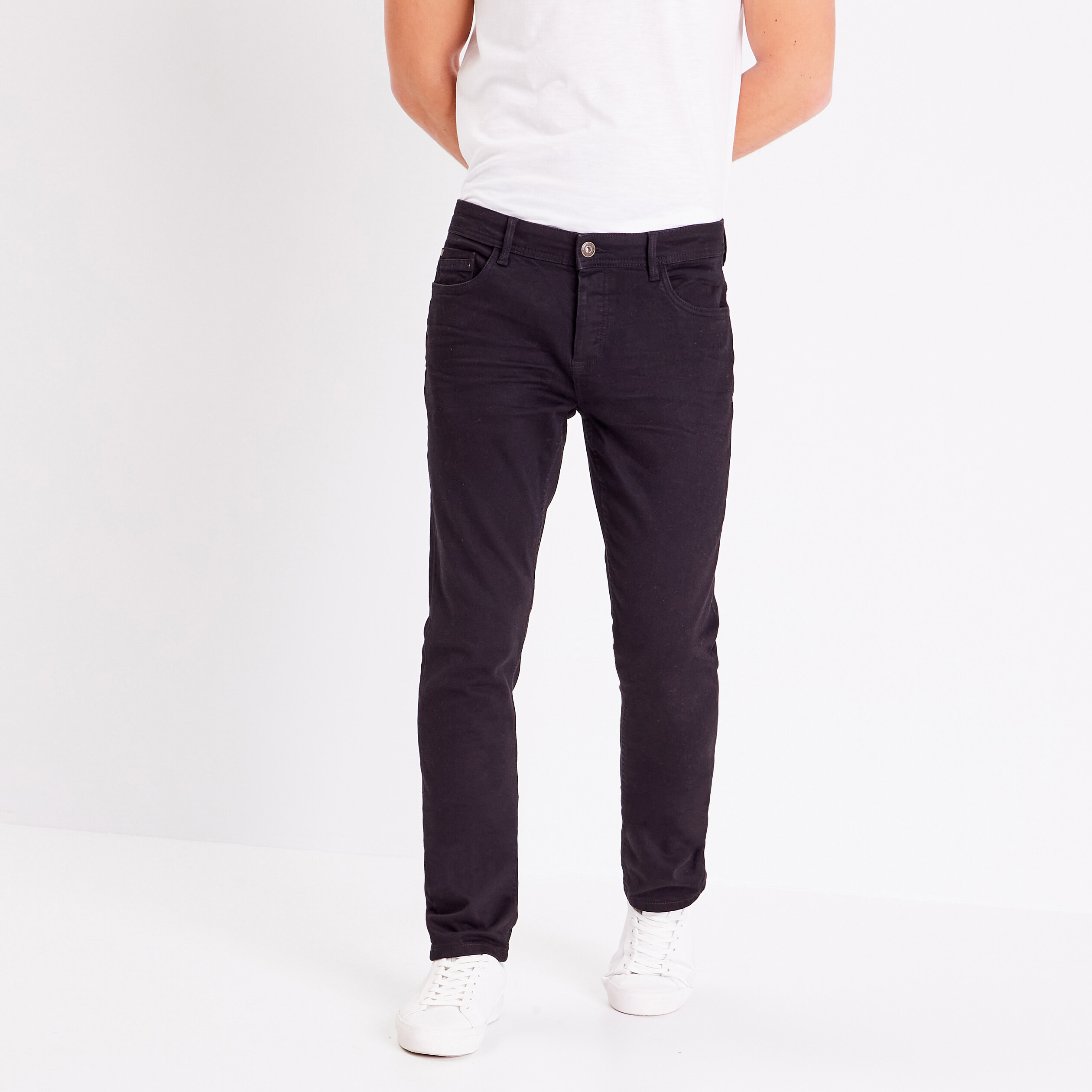 Jeans slim effet used Instinct denim noir homme