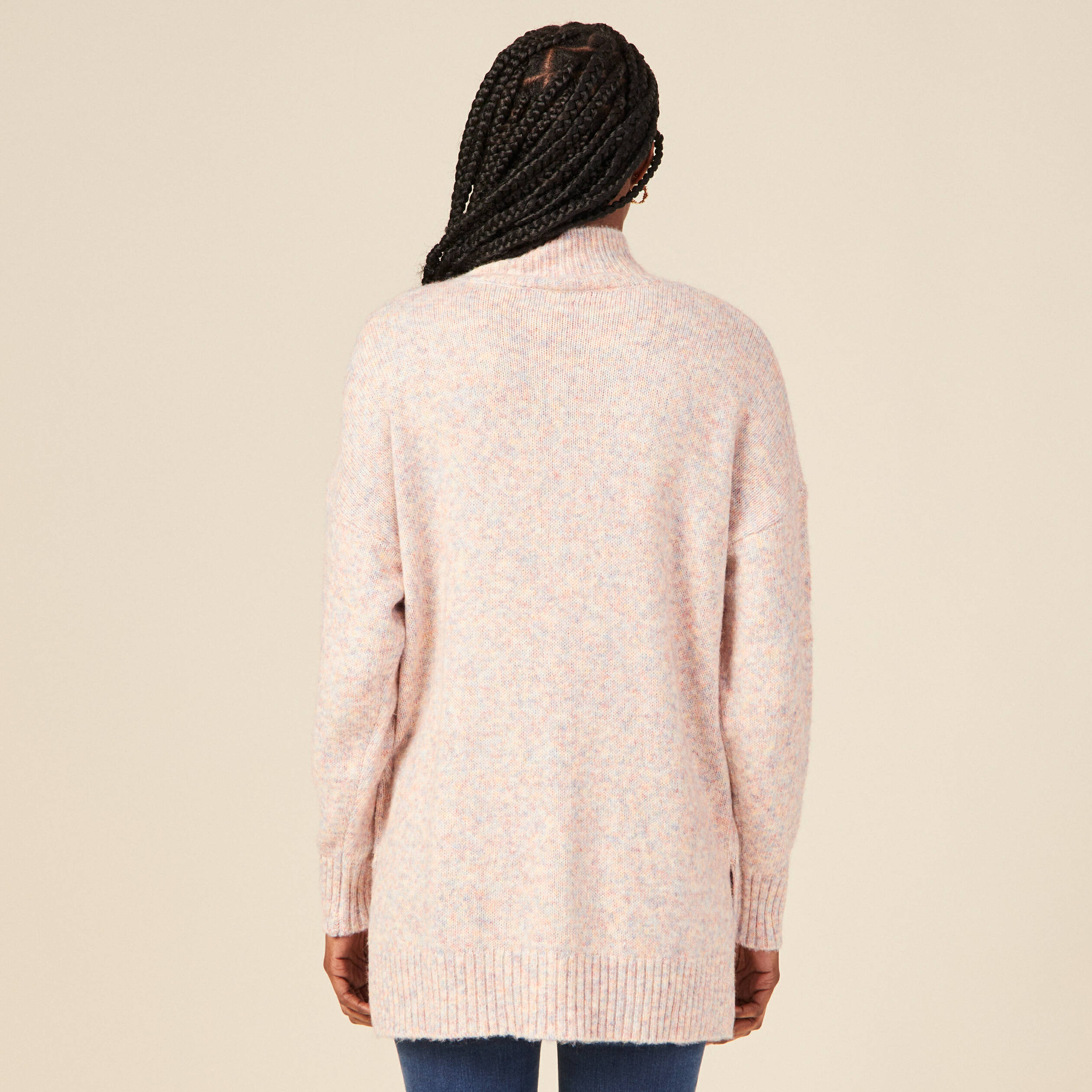 Pull long oversize orange foncé femme