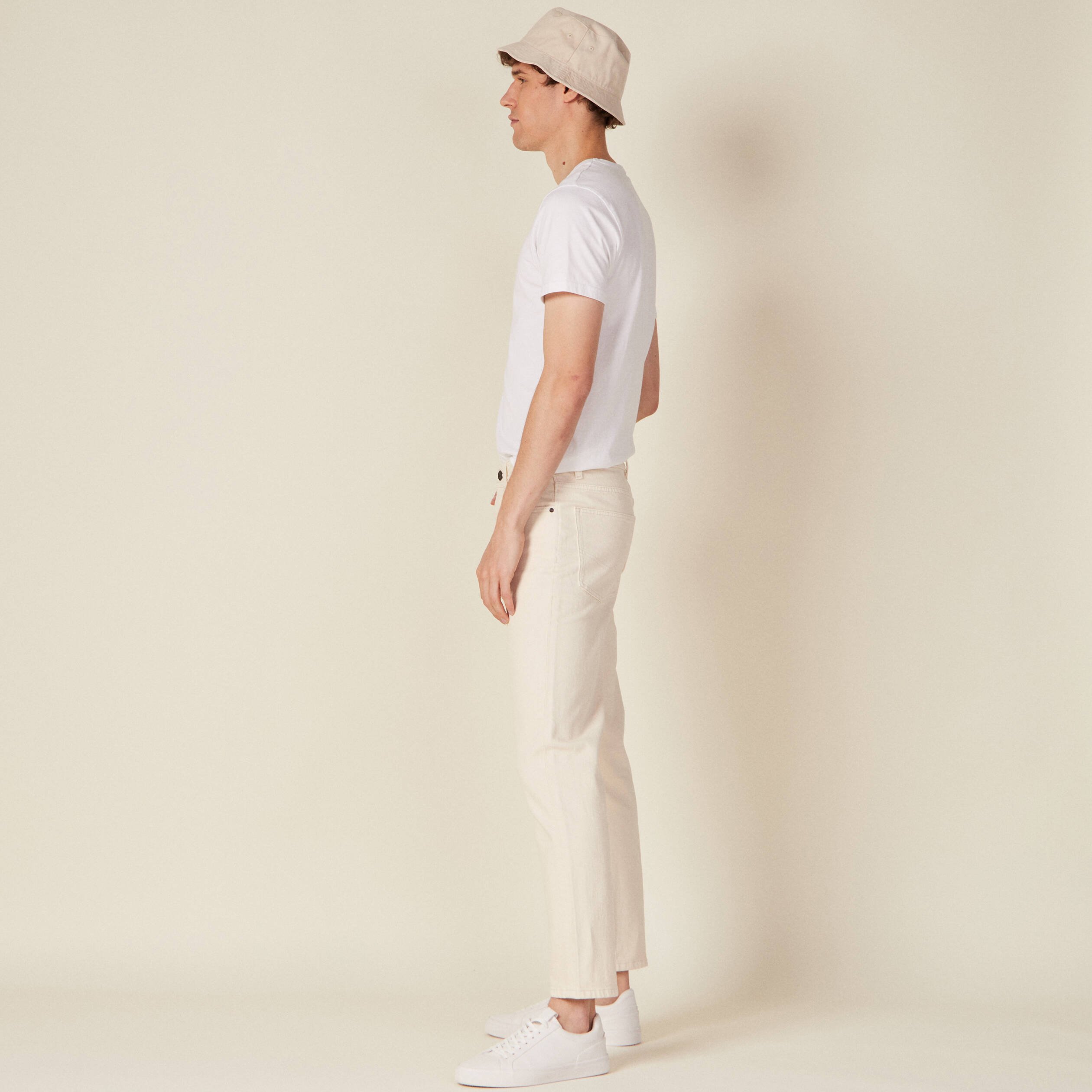 jeans slim 5 poches denim blanc homme Jeans slim 5 poches denim blanc homme