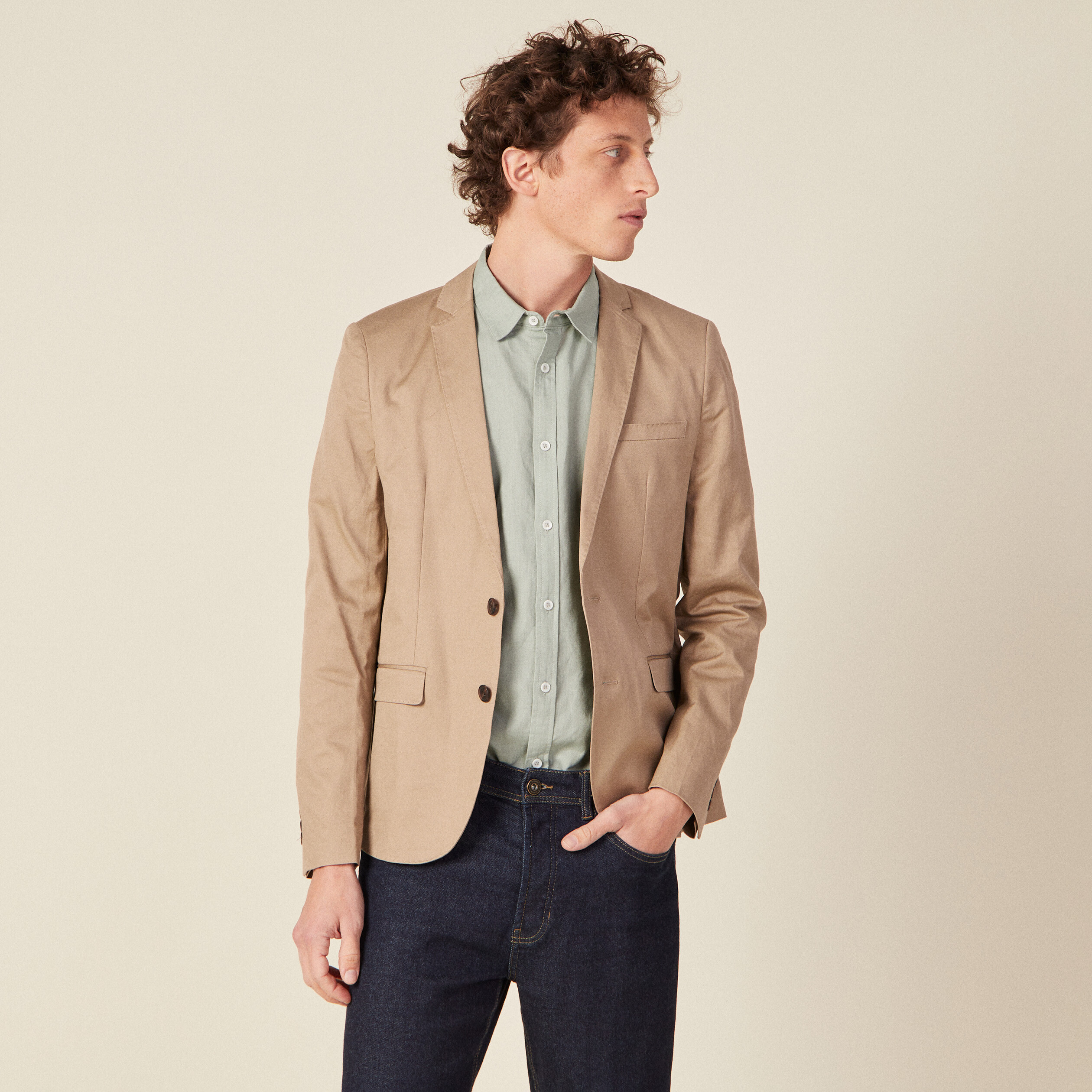 Veste blazer top beige homme