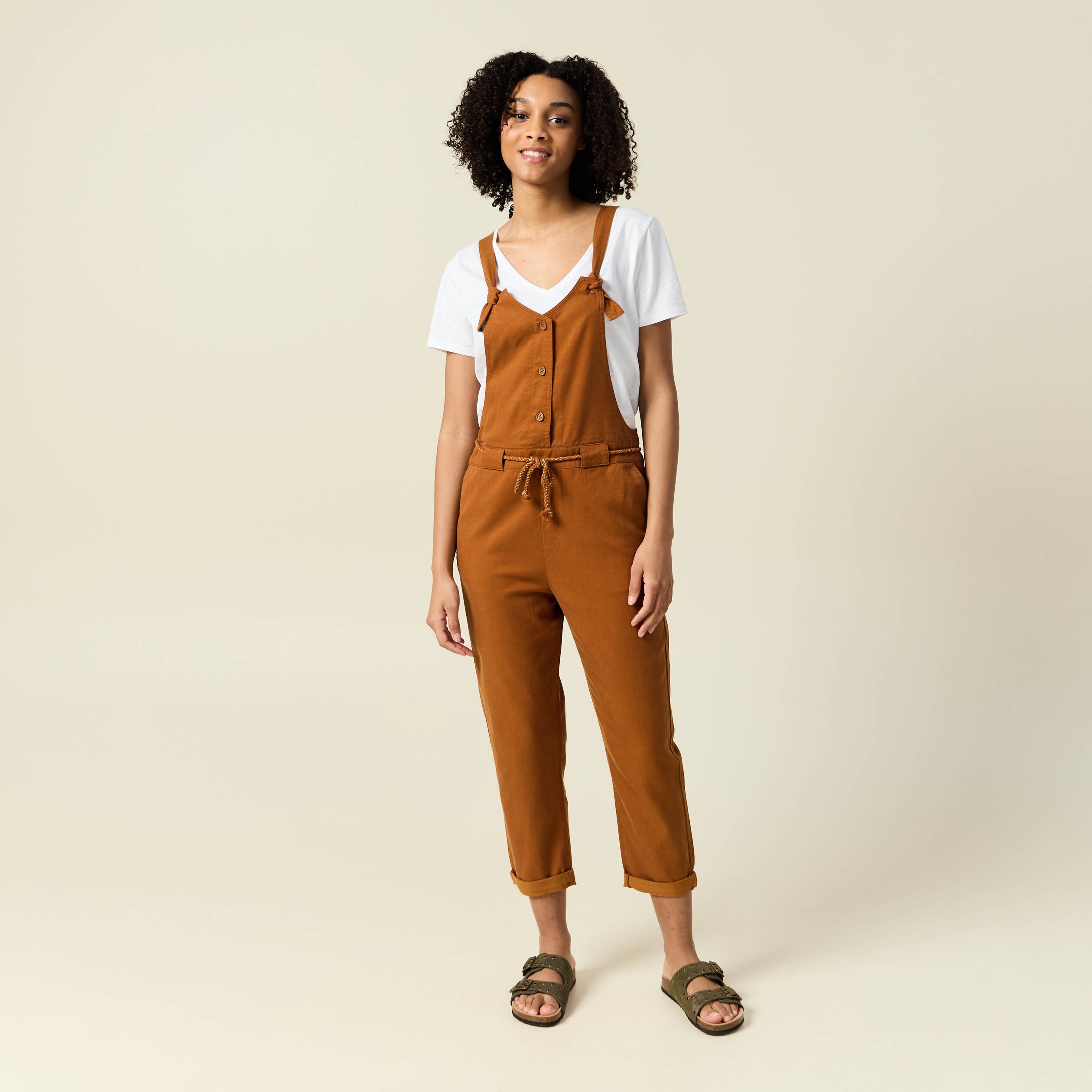 salopette fluide boutonnee camel femme Salopette fluide boutonnée camel femme