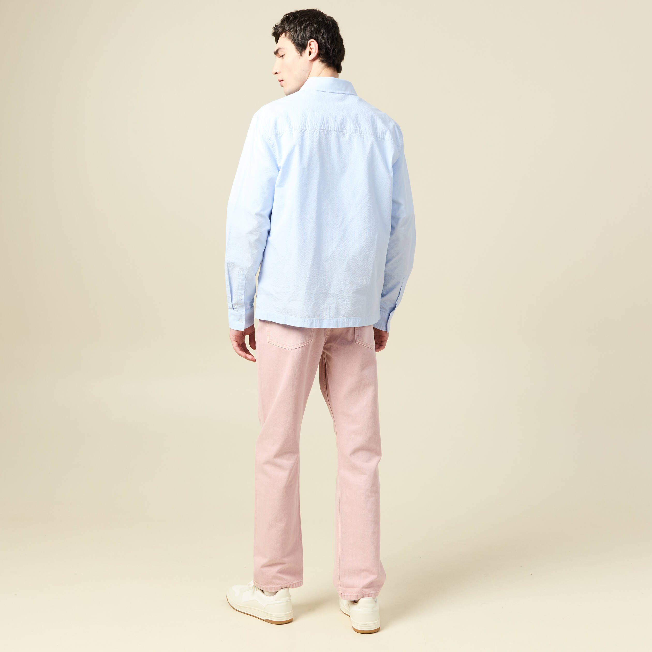 Chemise en coton manches longues bleu ciel homme