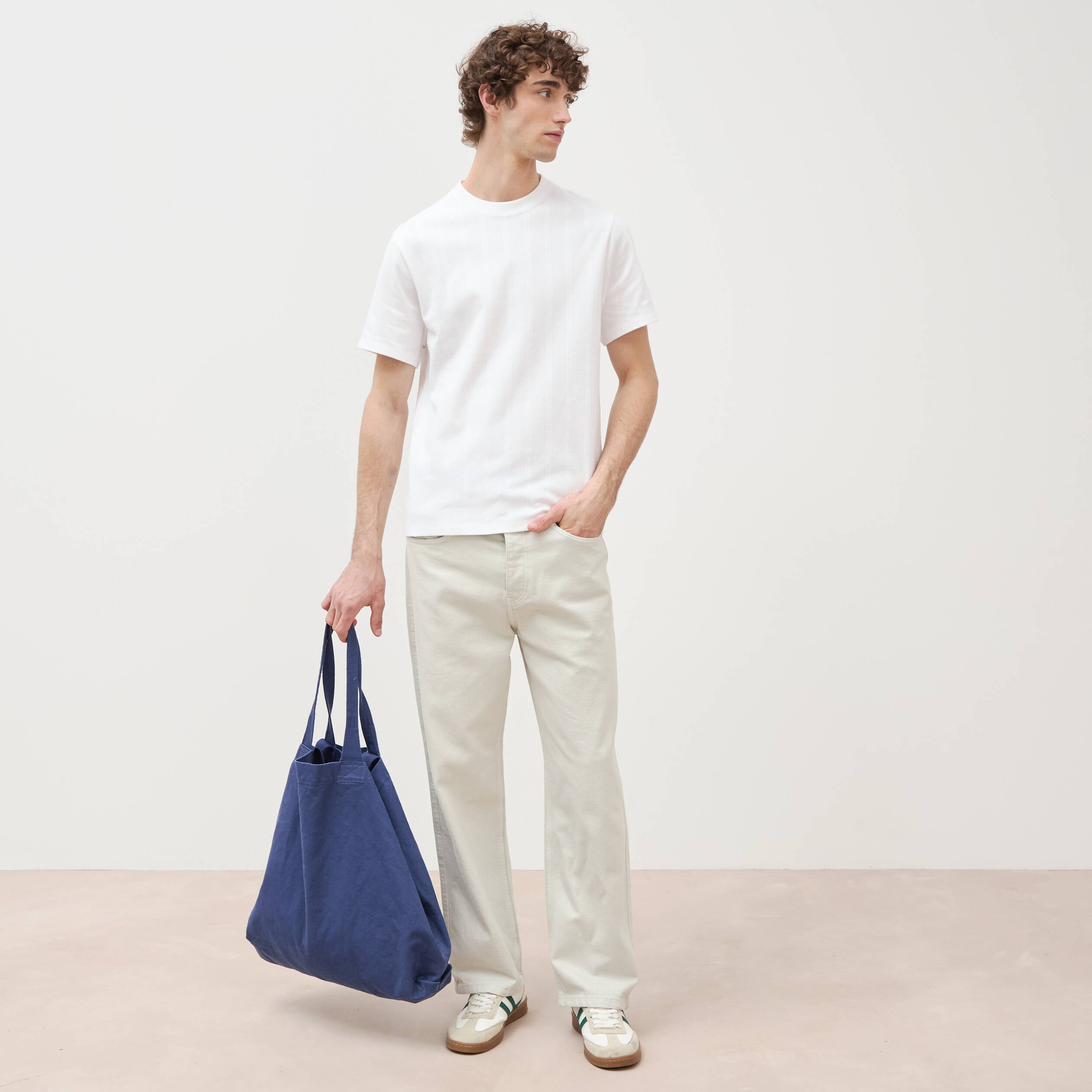 T-shirt en coton manches courtes blanc homme