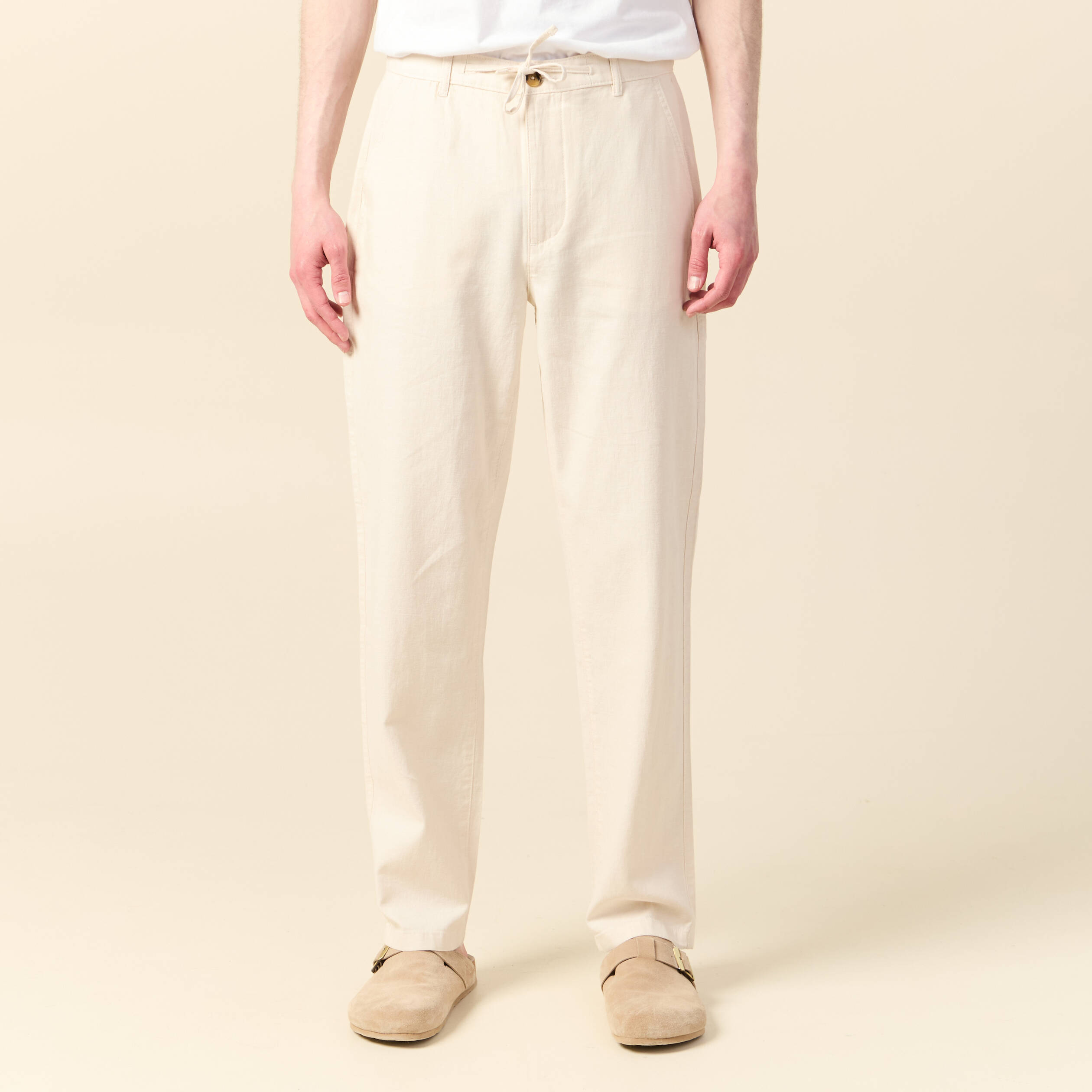 Pantalon chino droit beige homme