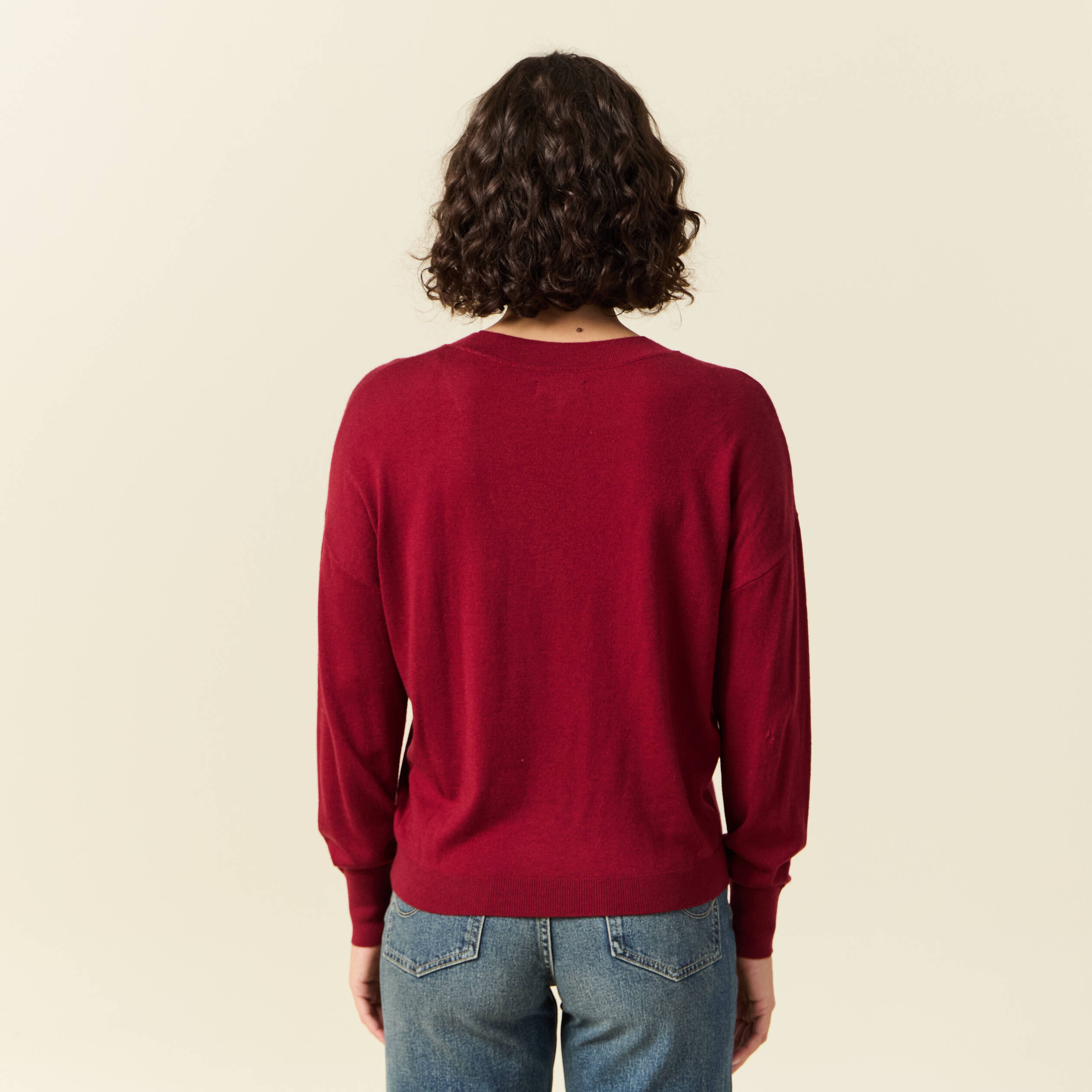 pull fin col v manches longues rouge femme Pull fin col V manches longues rouge femme