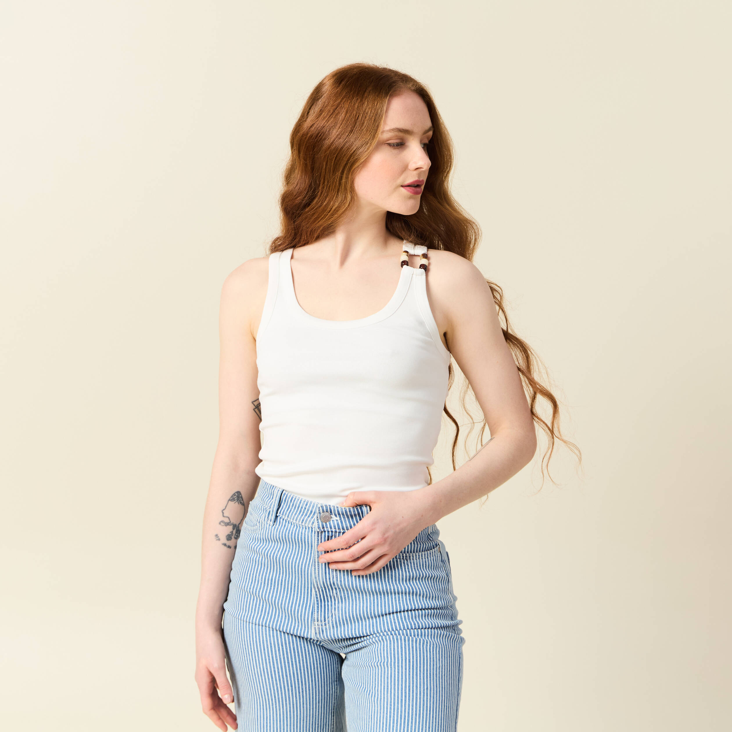 debardeur sans manches ecru femme Débardeur sans manches ecru femme