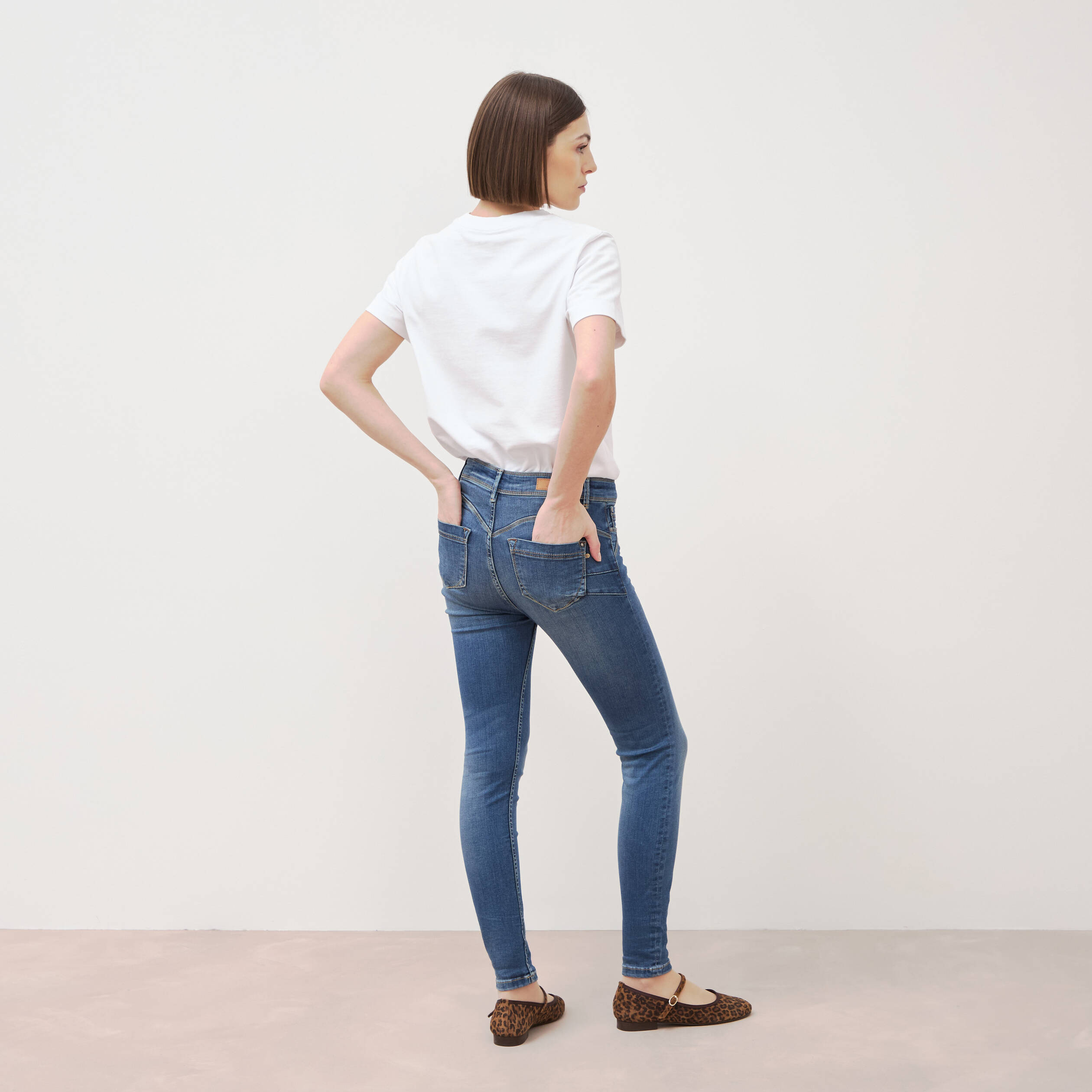 Jeans skinny push-up taille standard denim stone femme