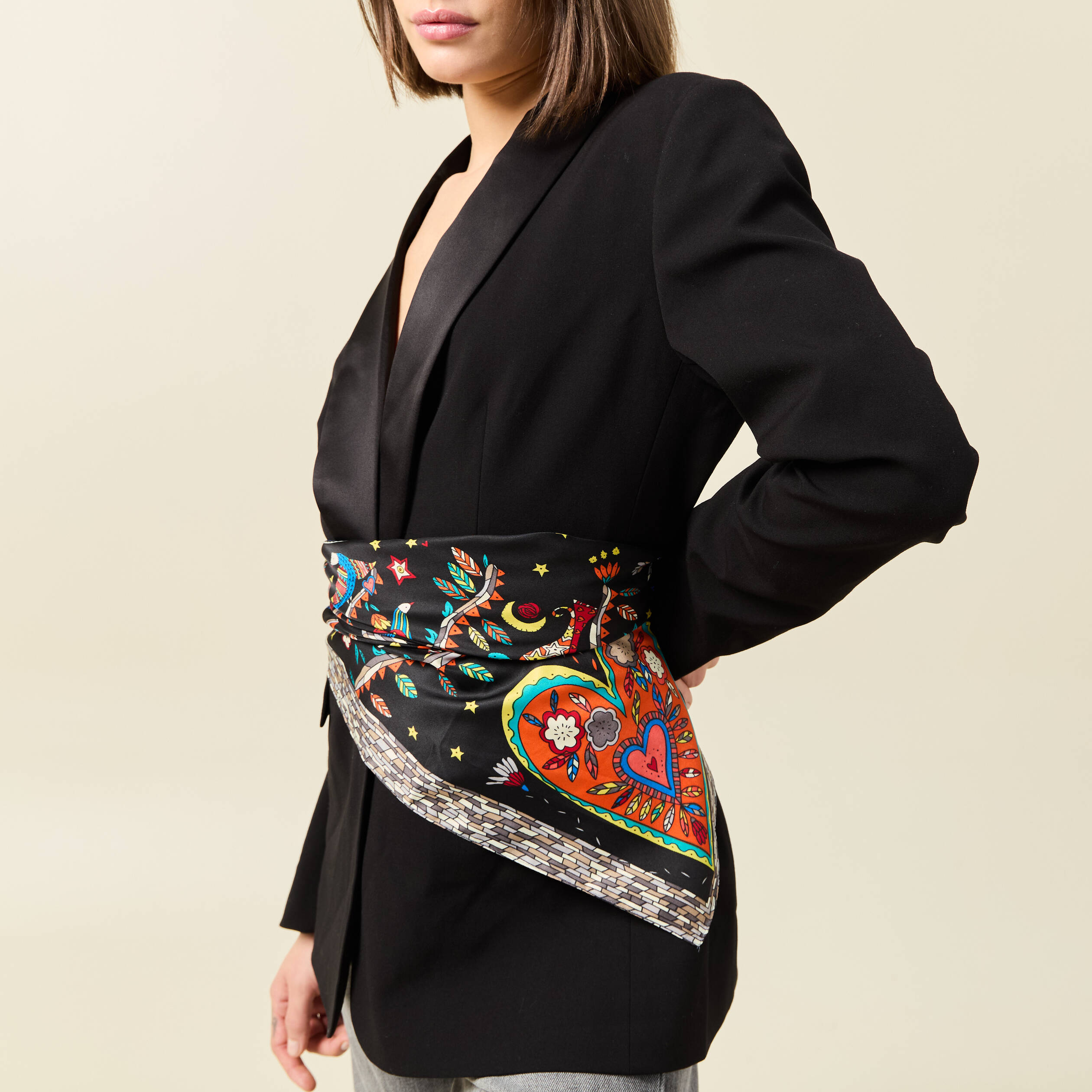 foulard satin noir femme Foulard satin noir femme
