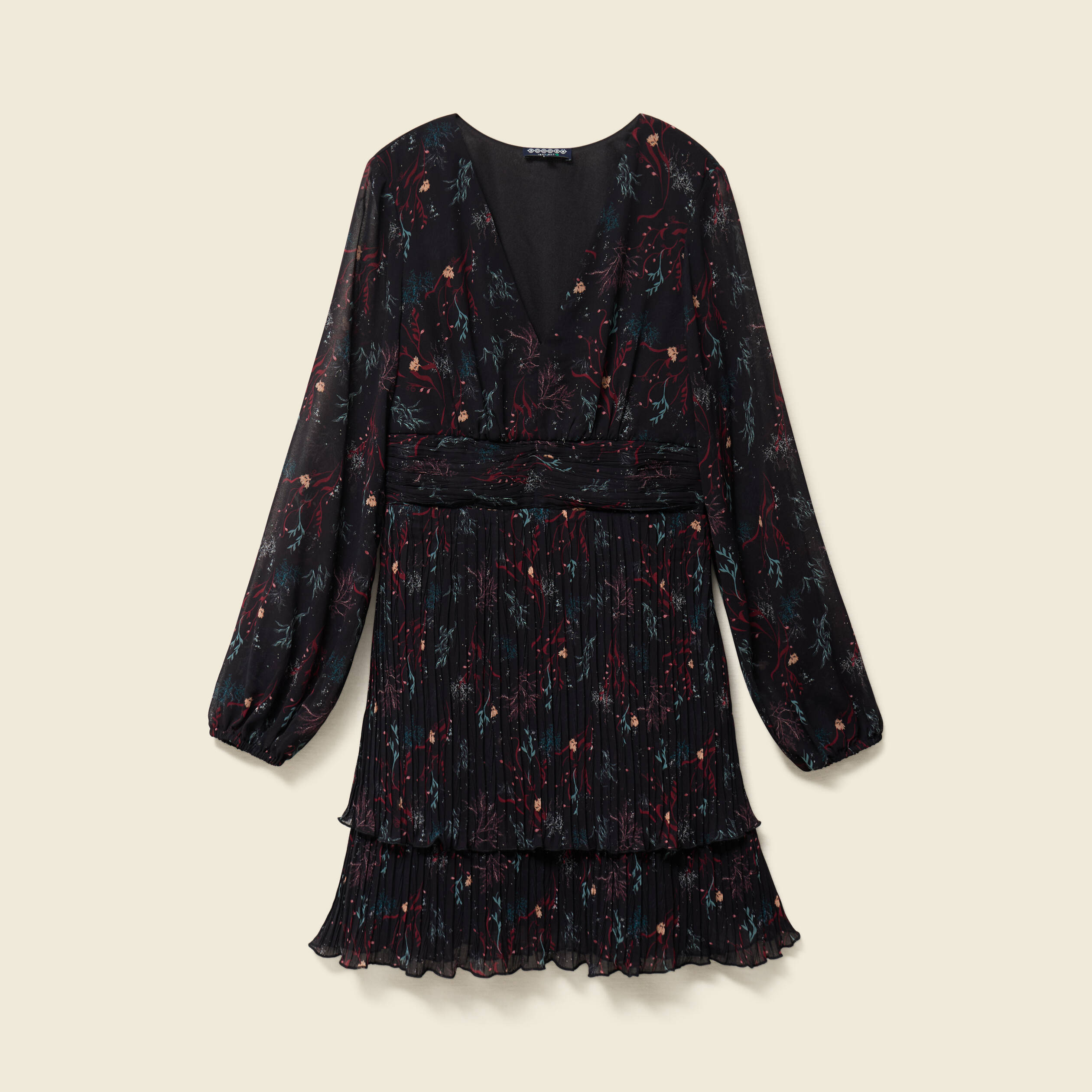 Robe &eacute;vas&eacute;e bas pliss&eacute; noir femme