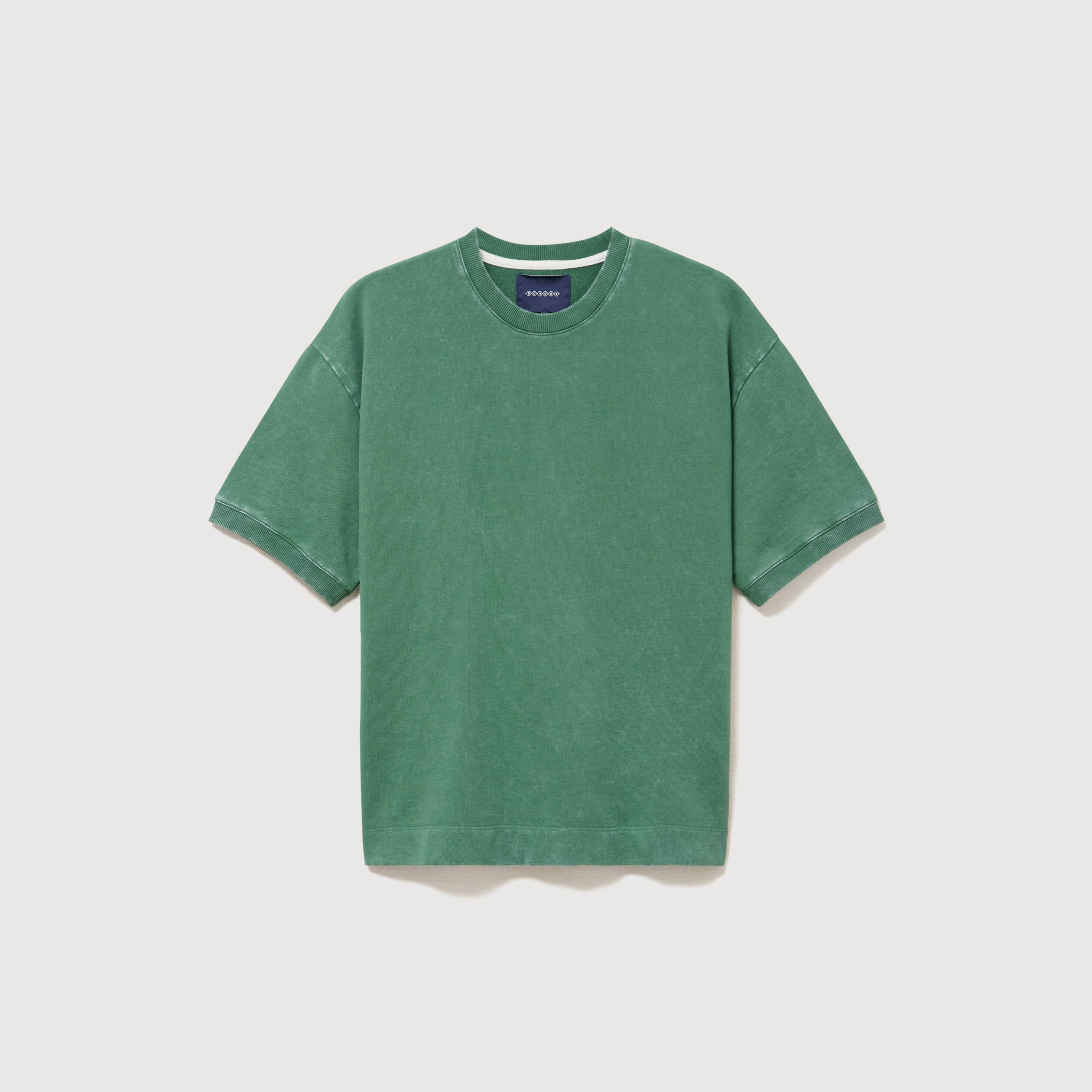Sweat ample col rond manches courtes vert homme