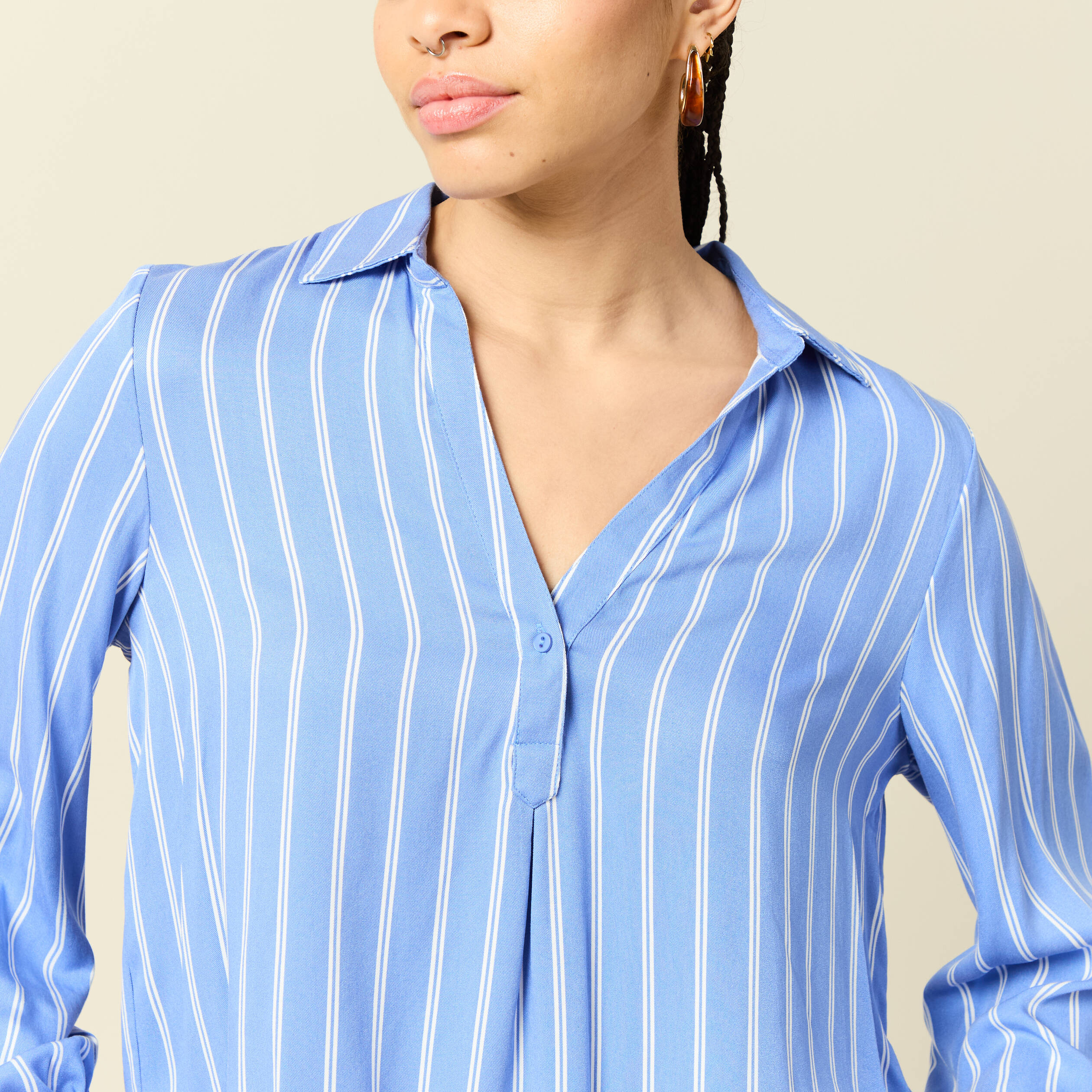 Blouse manches longues denim baby bleu femme