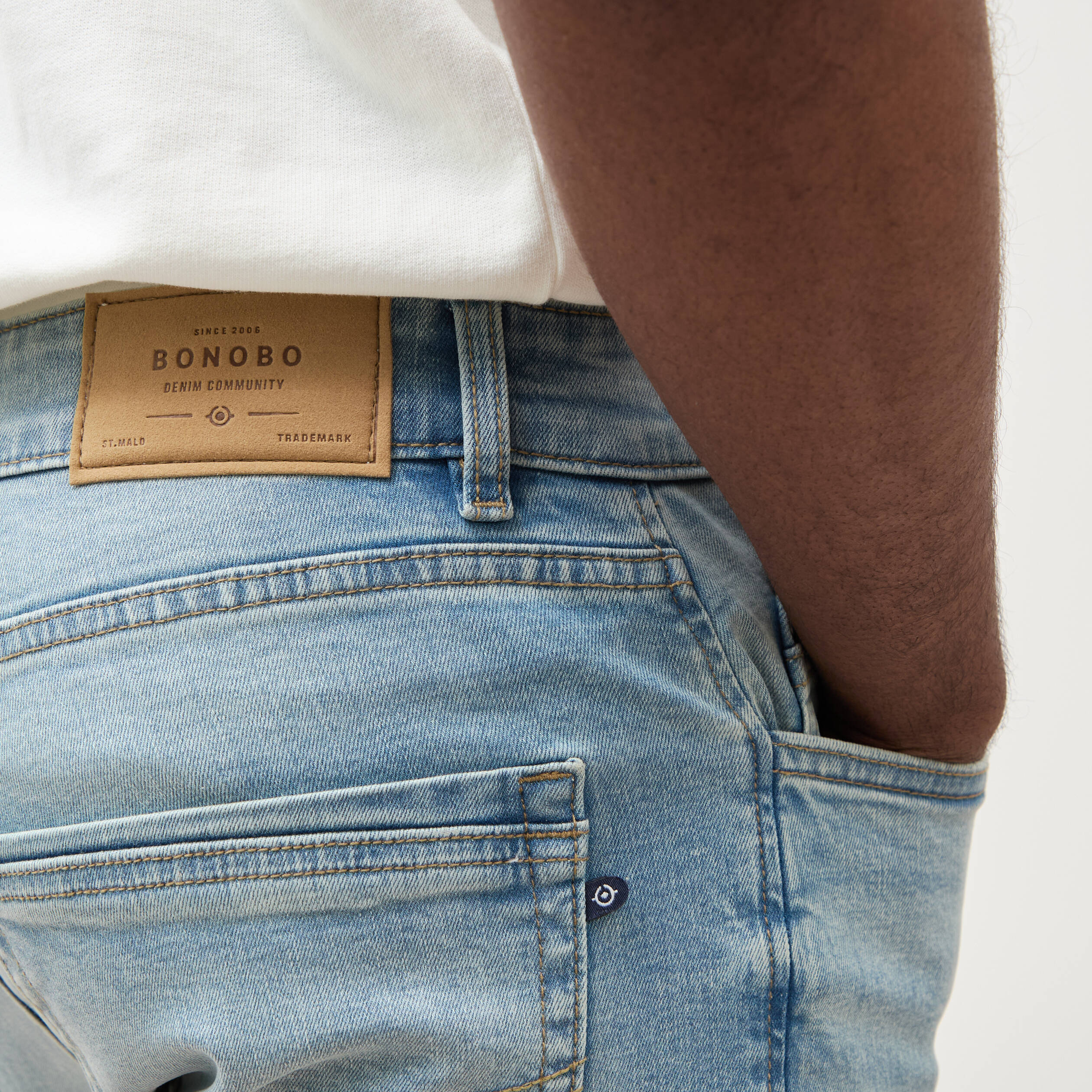 Jeans slim 5 poches longueur 32 denim used homme