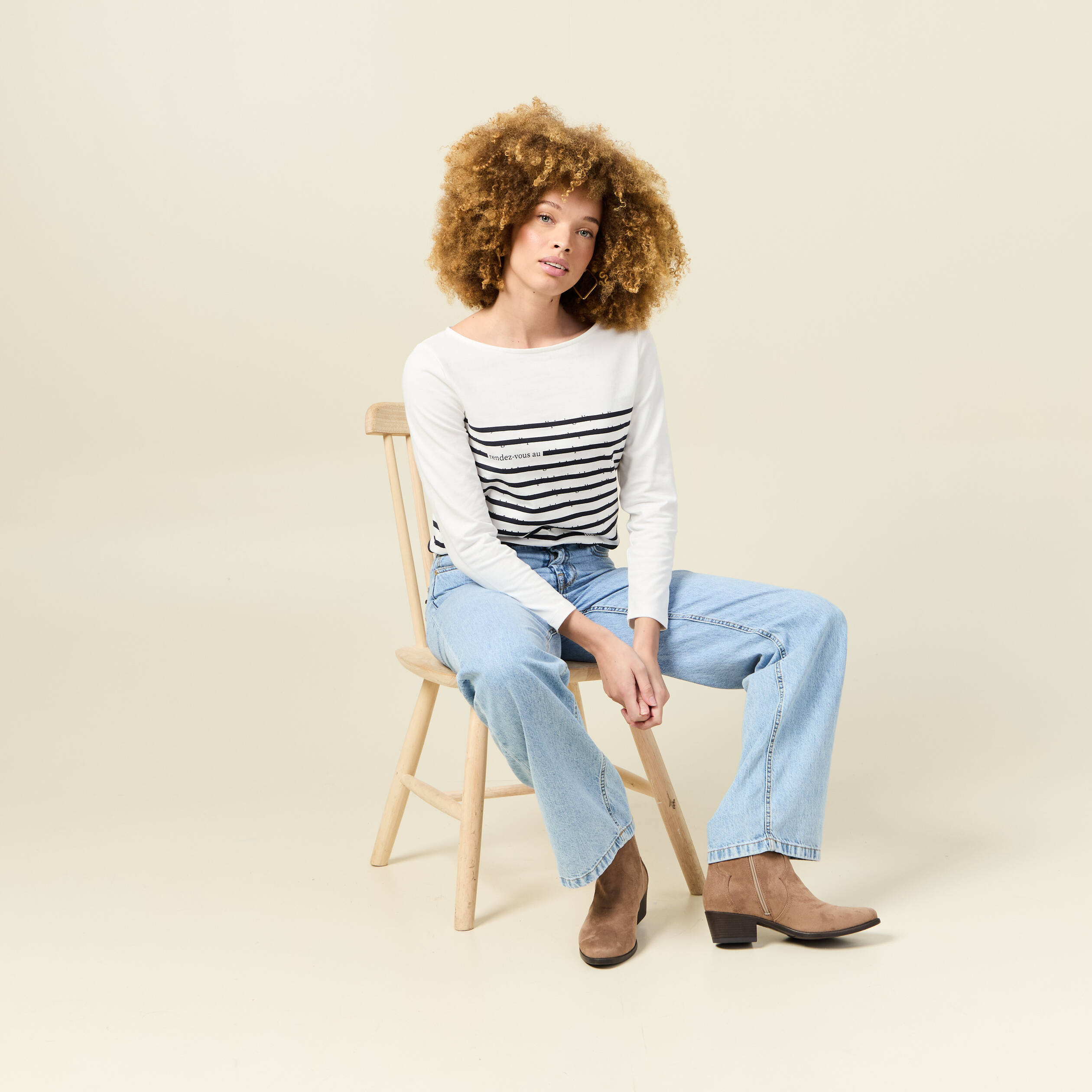 t shirt manches longues ecru femme T-shirt manches longues ecru femme