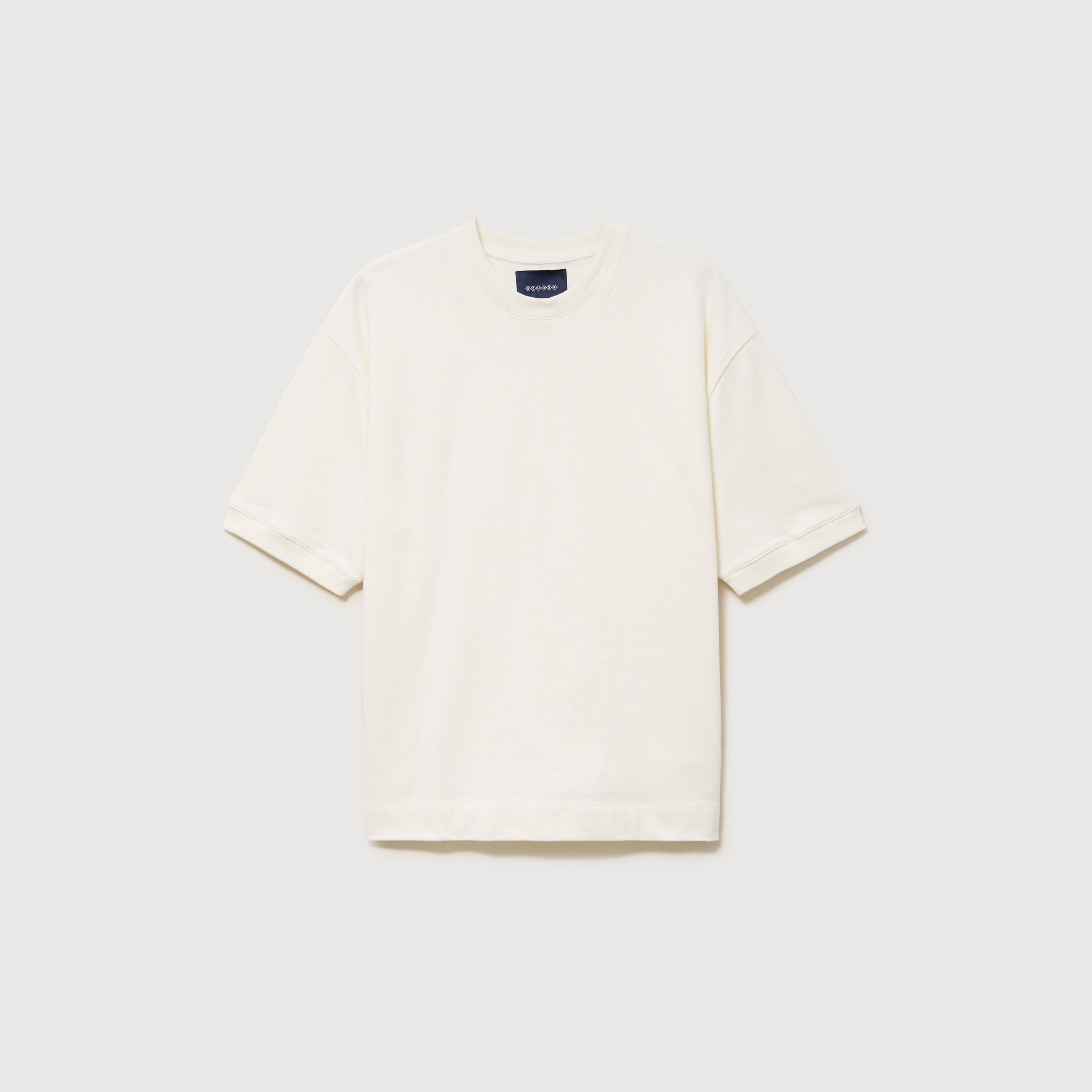 Sweat ample col rond manches courtes ecru homme