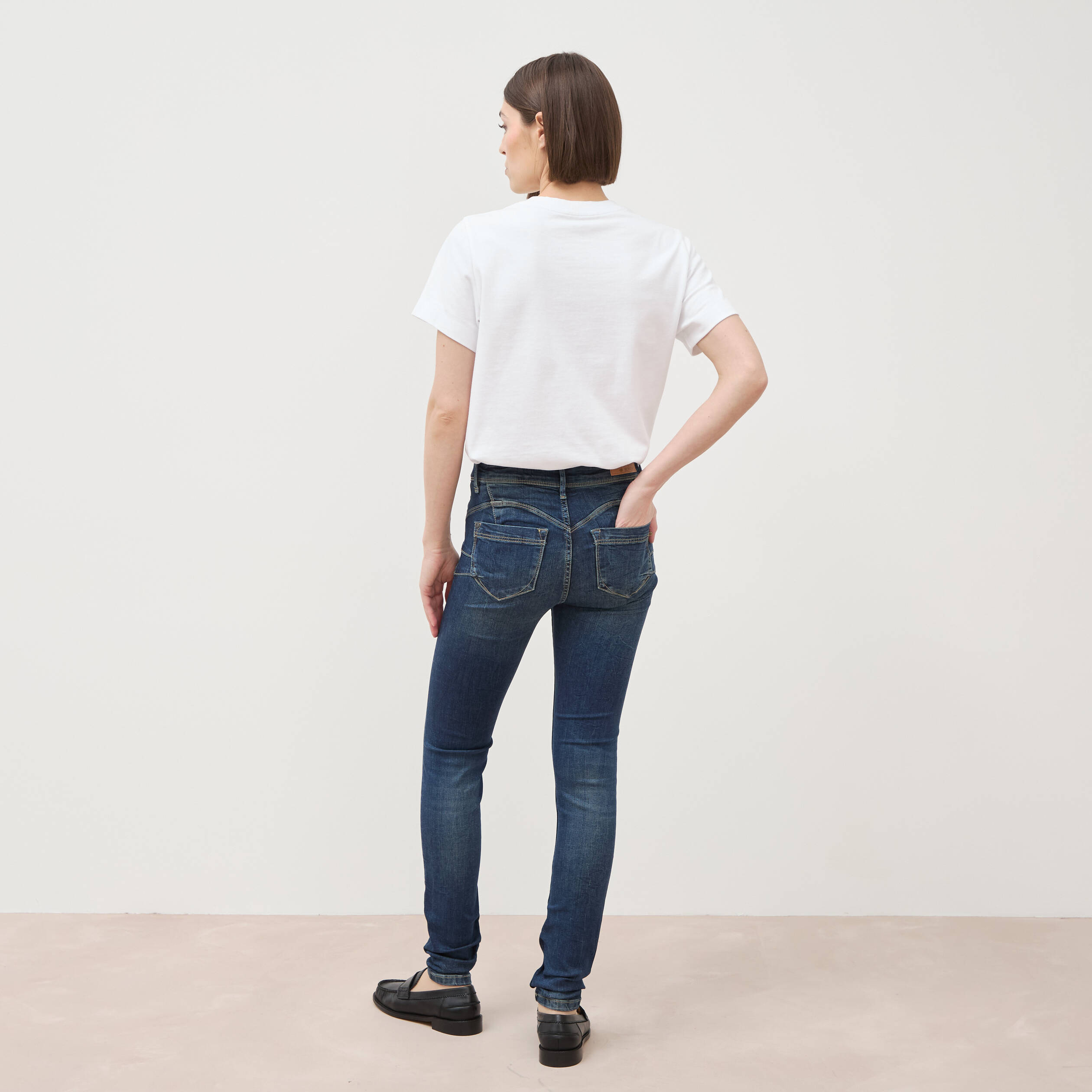 Jeans skinny push-up taille standard denim brut femme