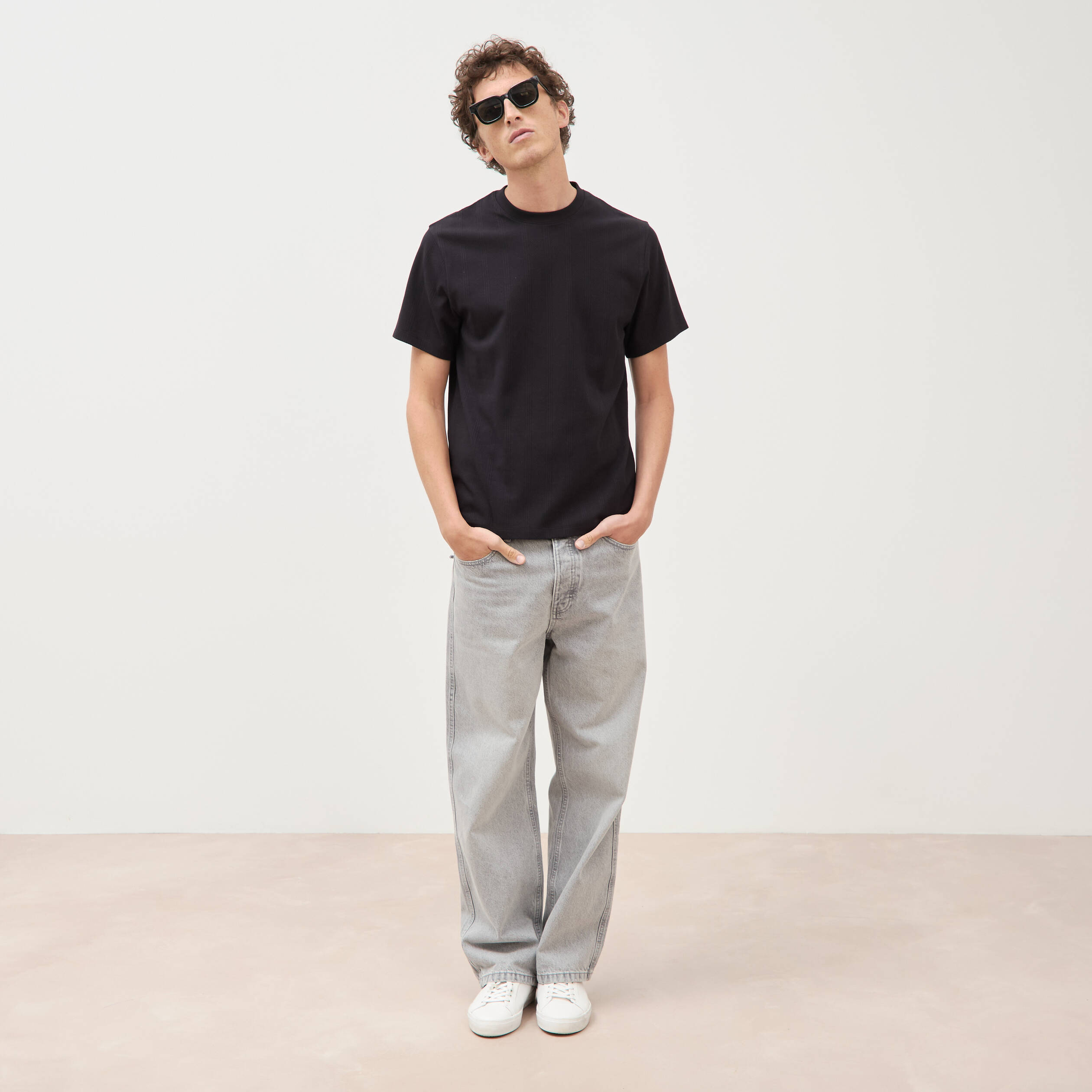 T-shirt en coton manches courtes noir homme