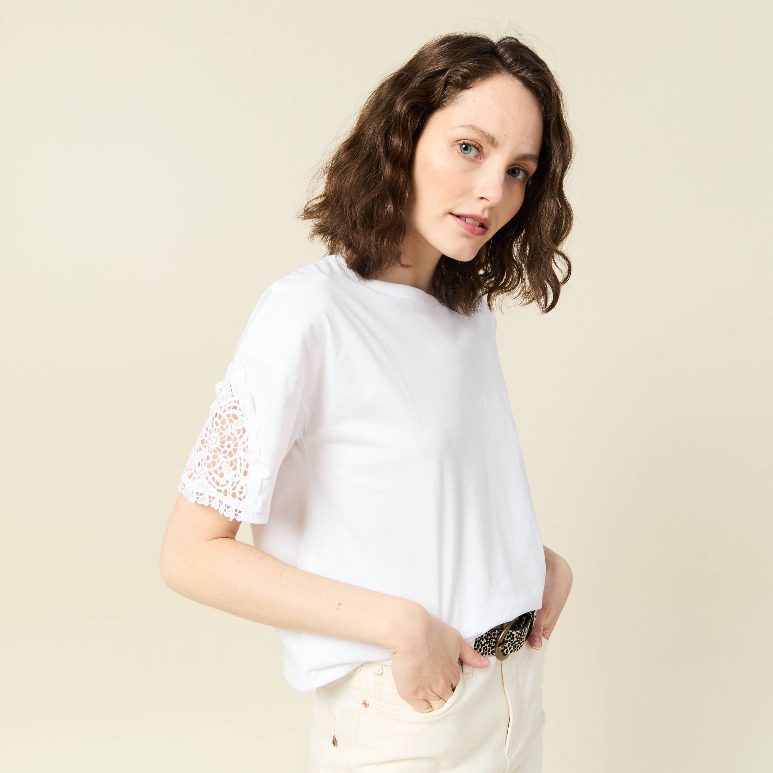 t shirt manches courtes blanc femme T-shirt manches courtes blanc femme
