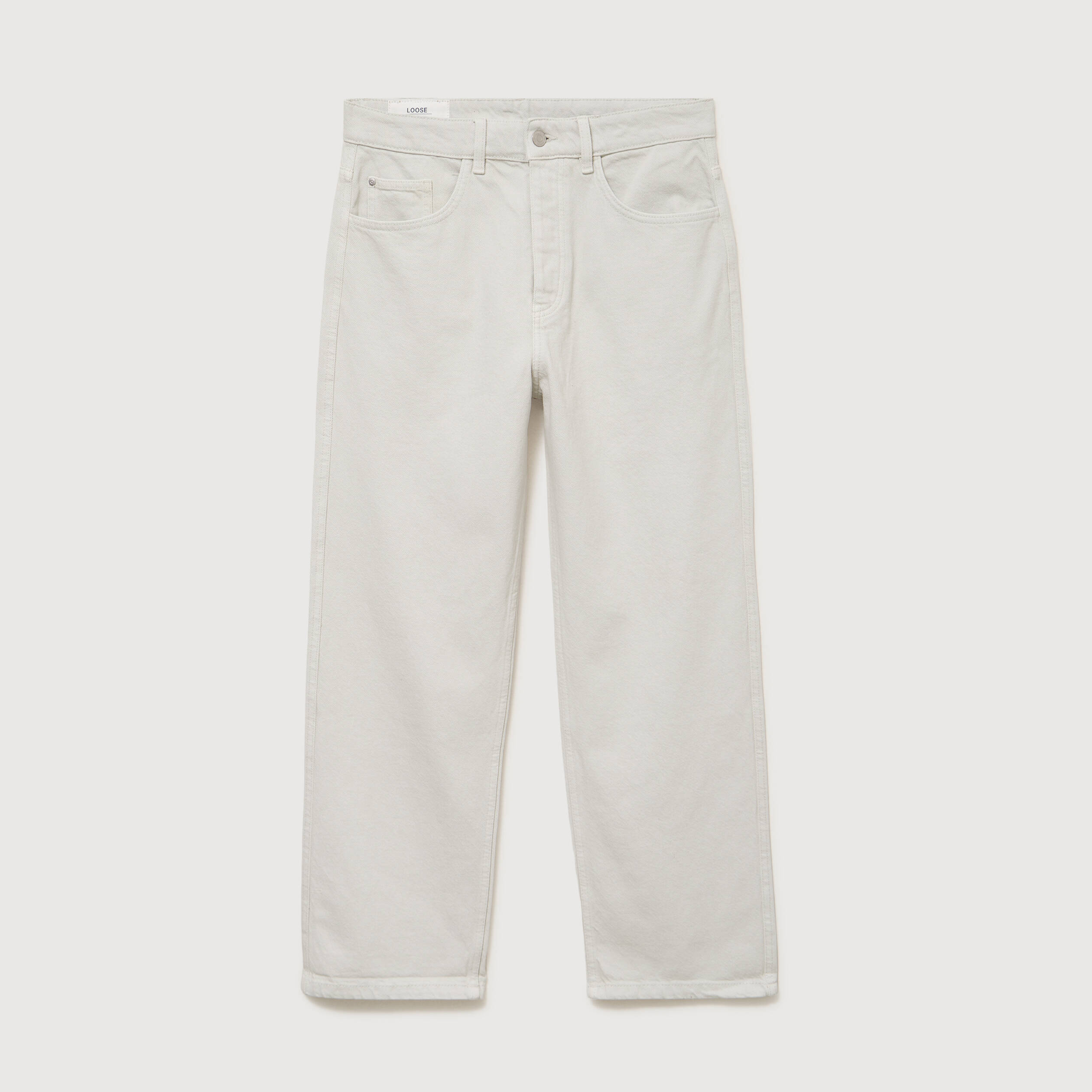 Jeans large 5 poches longueur 32 denim beige homme