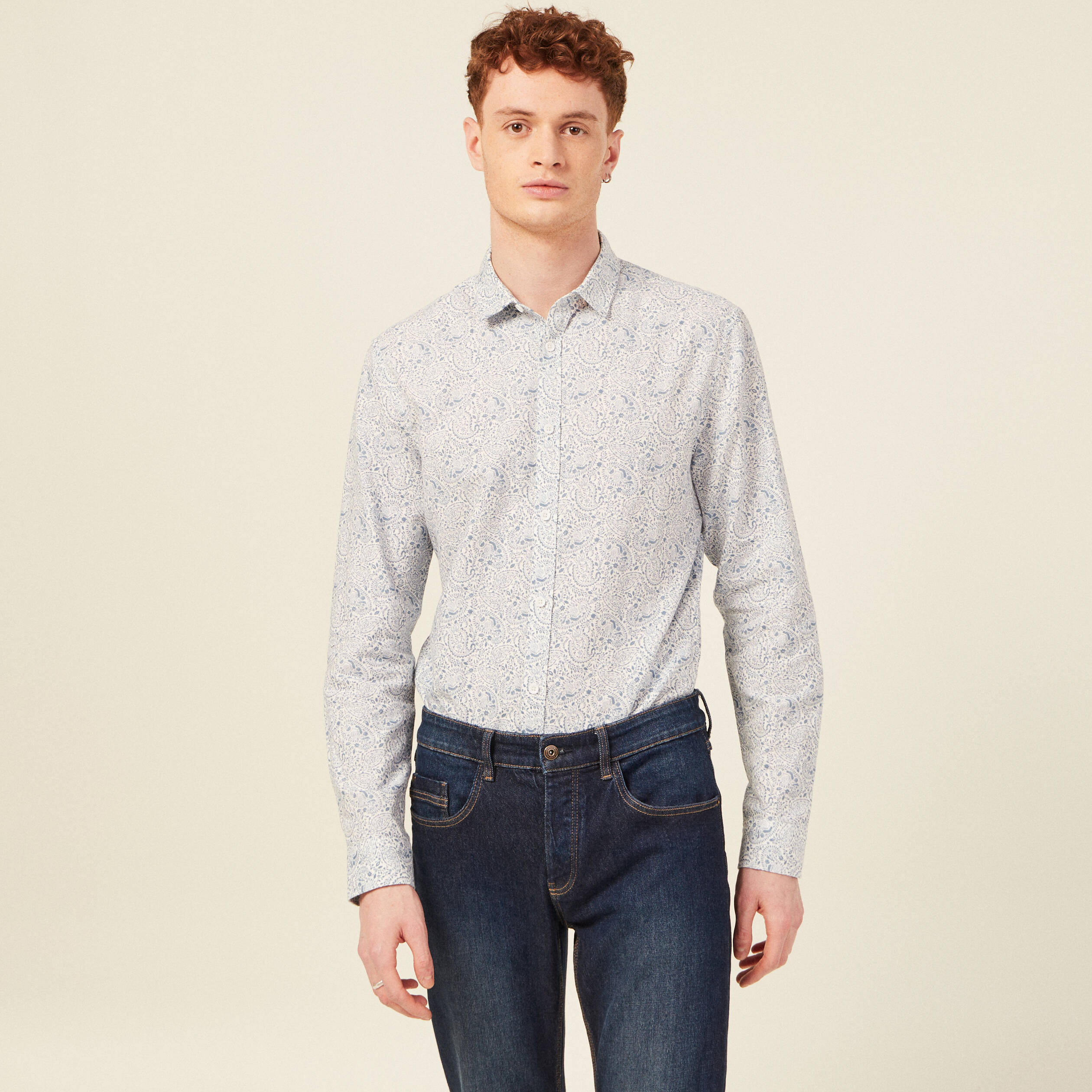 Chemise manches longues bleu homme
