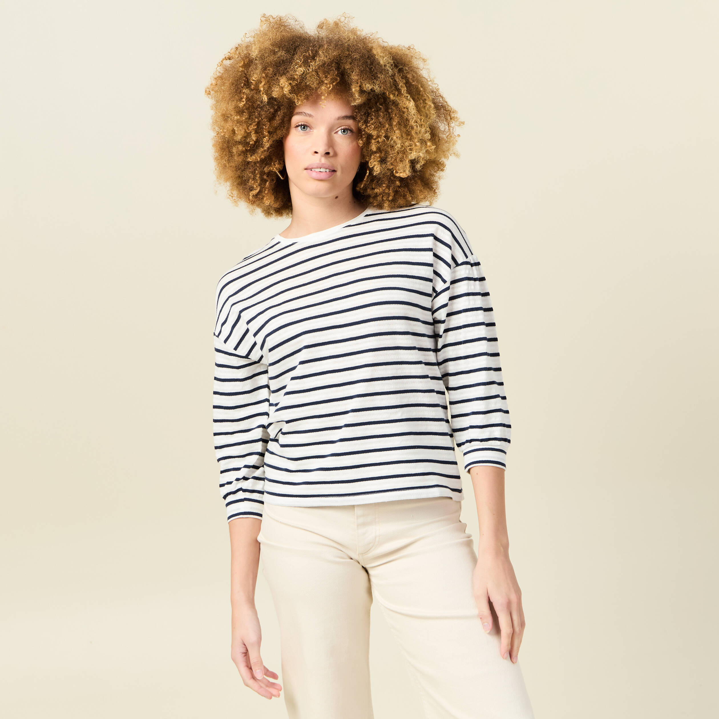 t shirt manches 34 bleu femme T-shirt manches 3/4 bleu femme