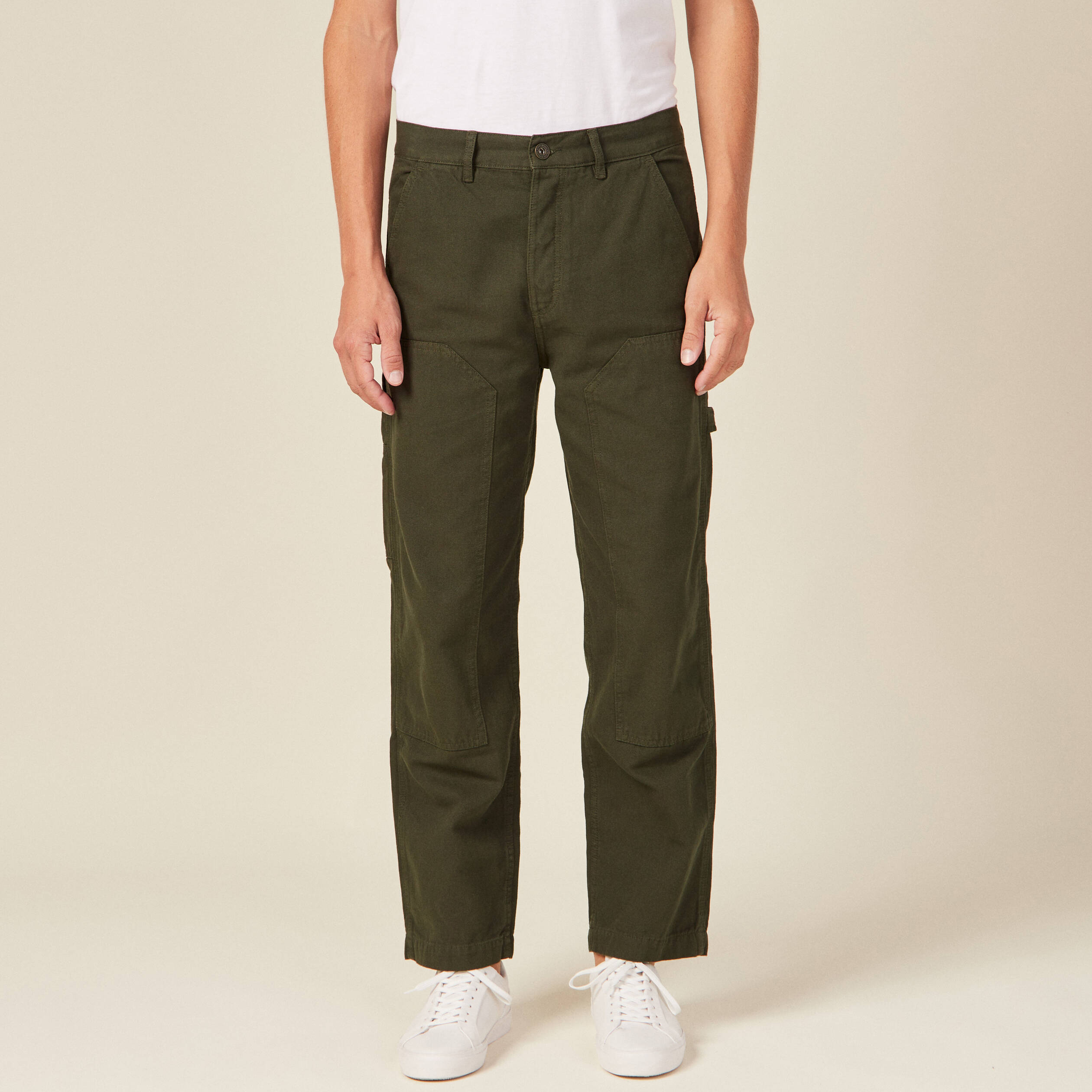 Pantalon large vert kaki homme