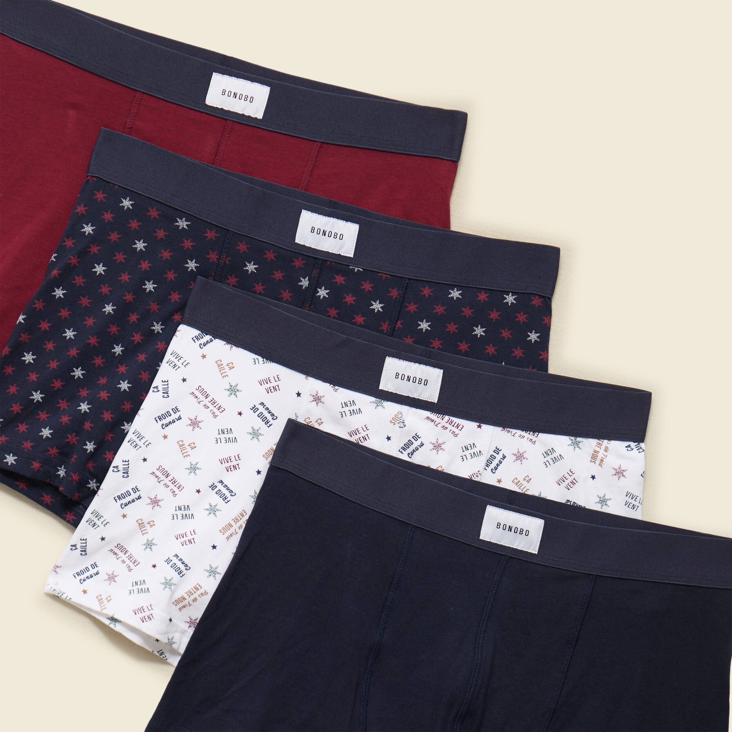 Lot de 4 boxers no&euml;l bleu marine homme