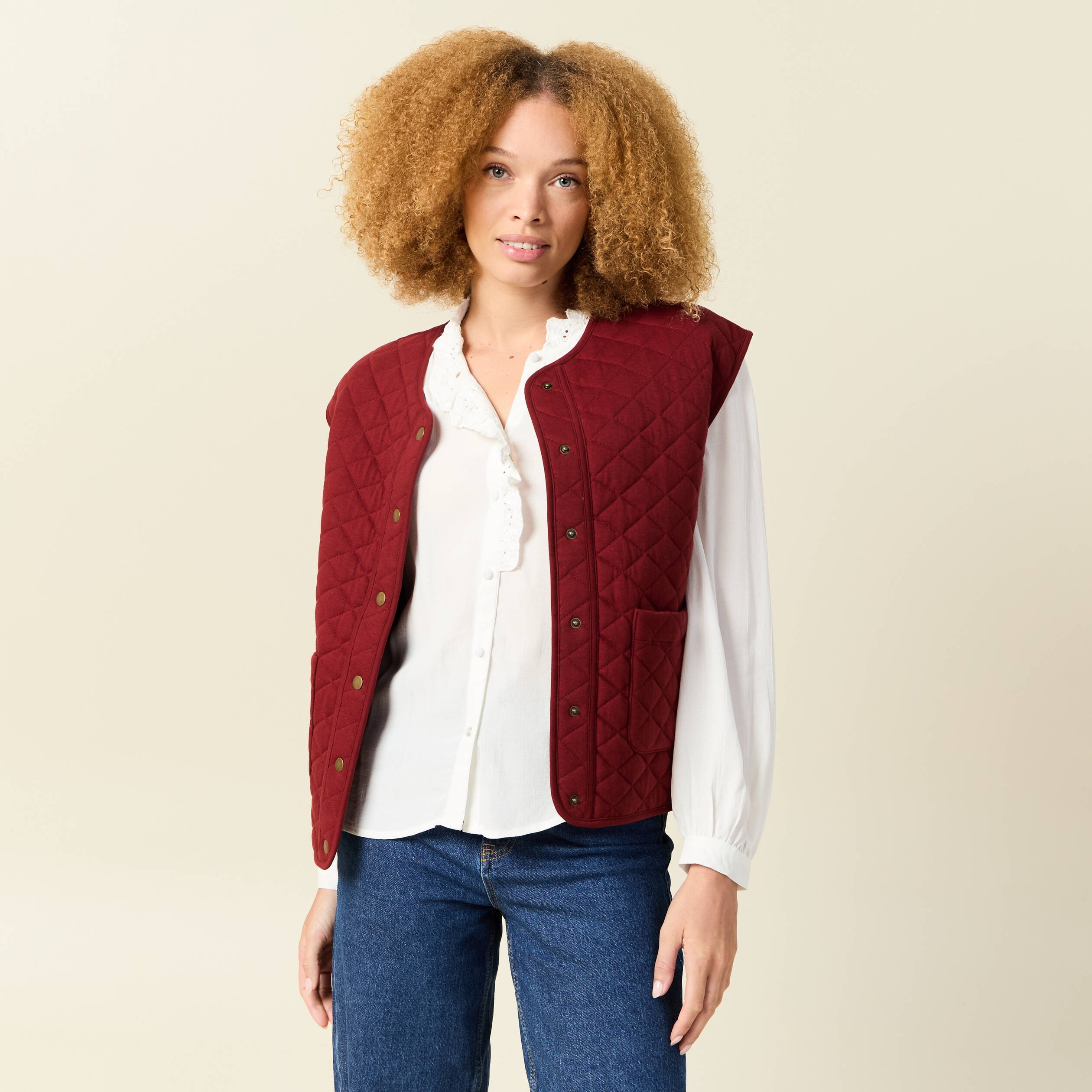 gilet sans manches rouge fonce femme Gilet sans manches rouge foncé femme