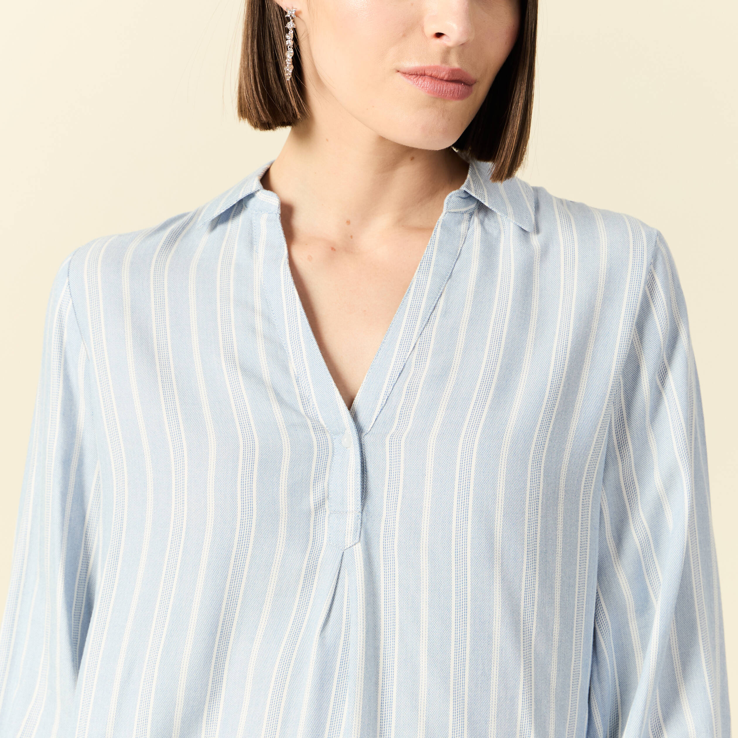 Blouse manches longues bleu femme