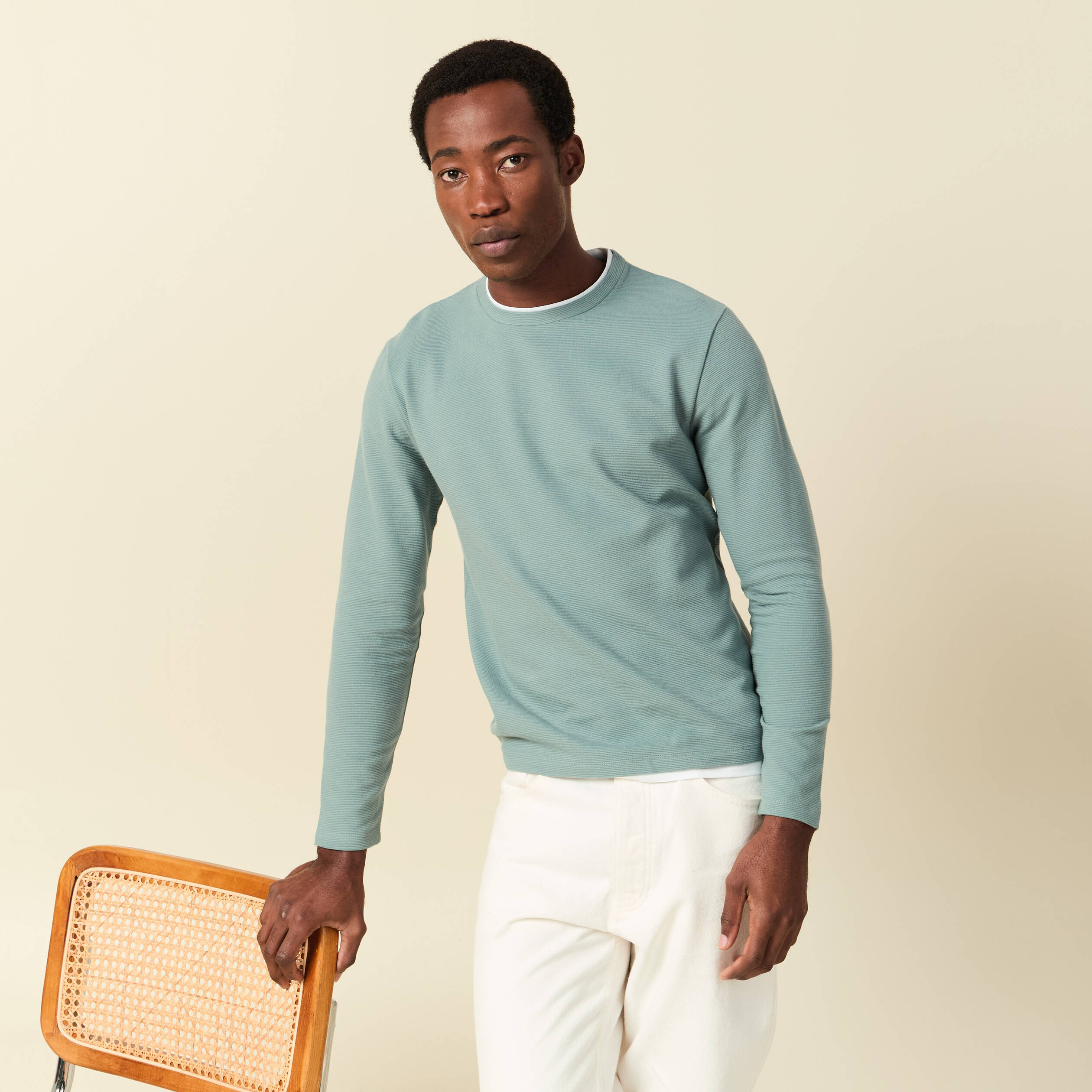 T-shirt manches longues bleu gris homme
