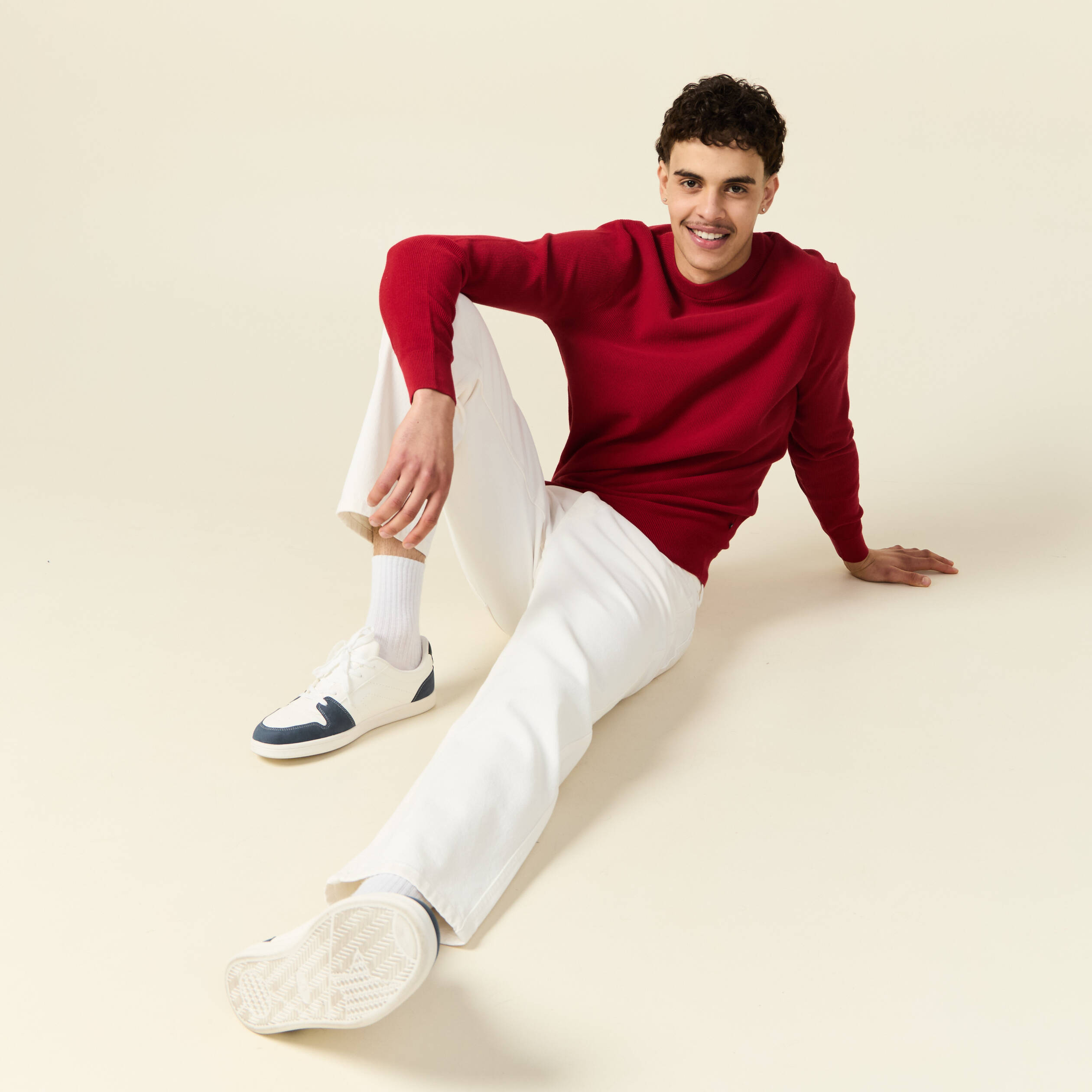 Pull éco-responsable rouge foncé homme