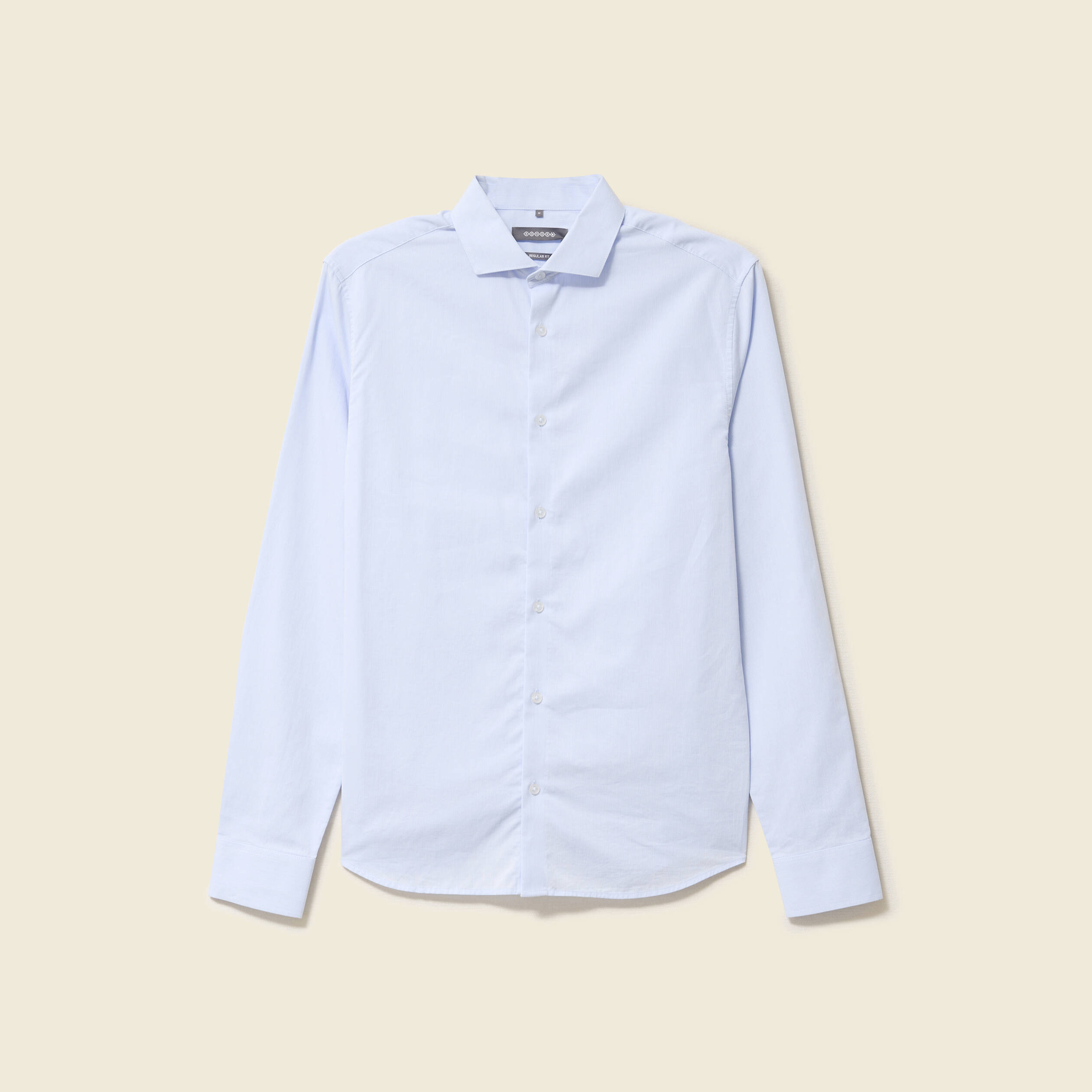 Chemise droite courte col italien bleu ciel homme
