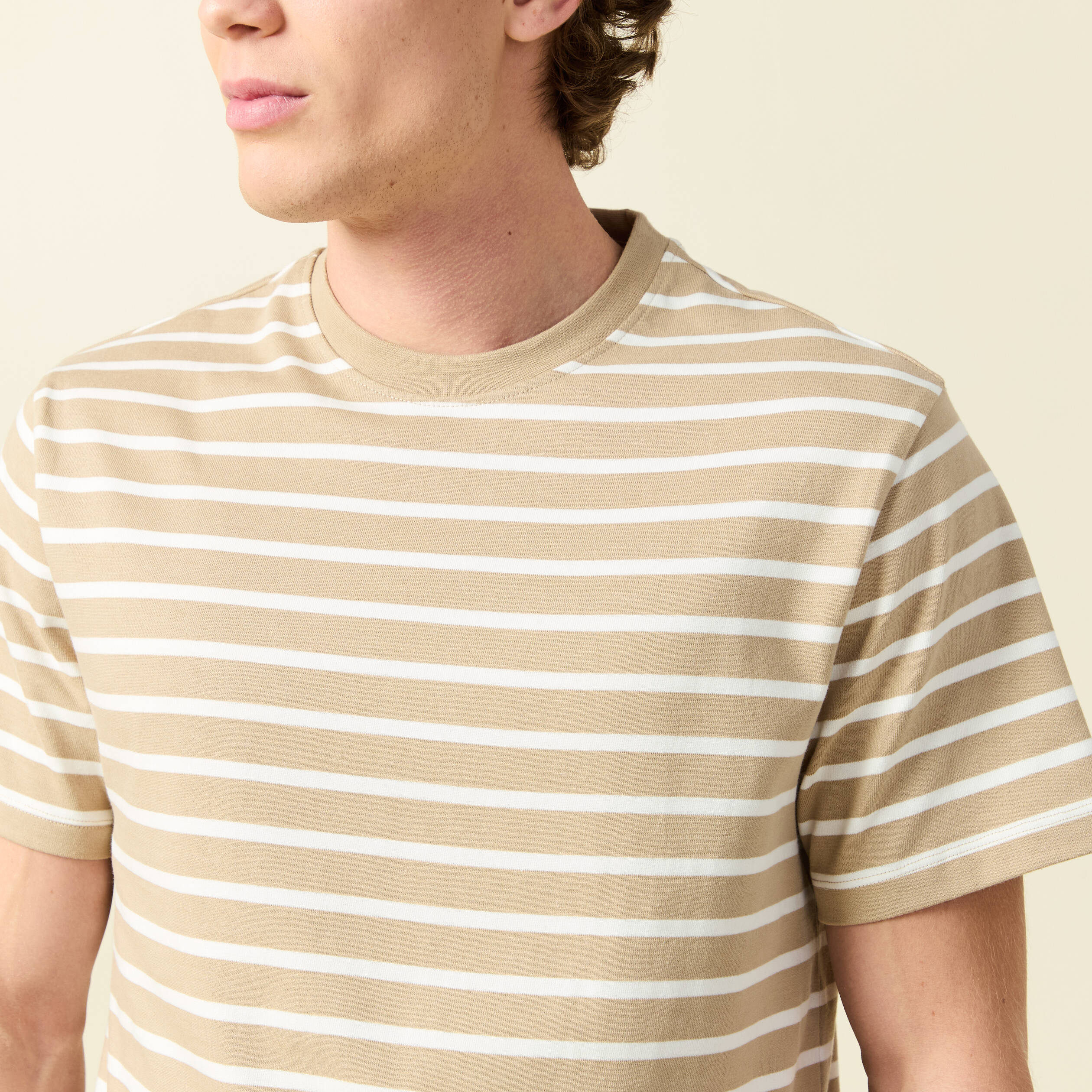 T-shirt en coton manches courtes beige homme