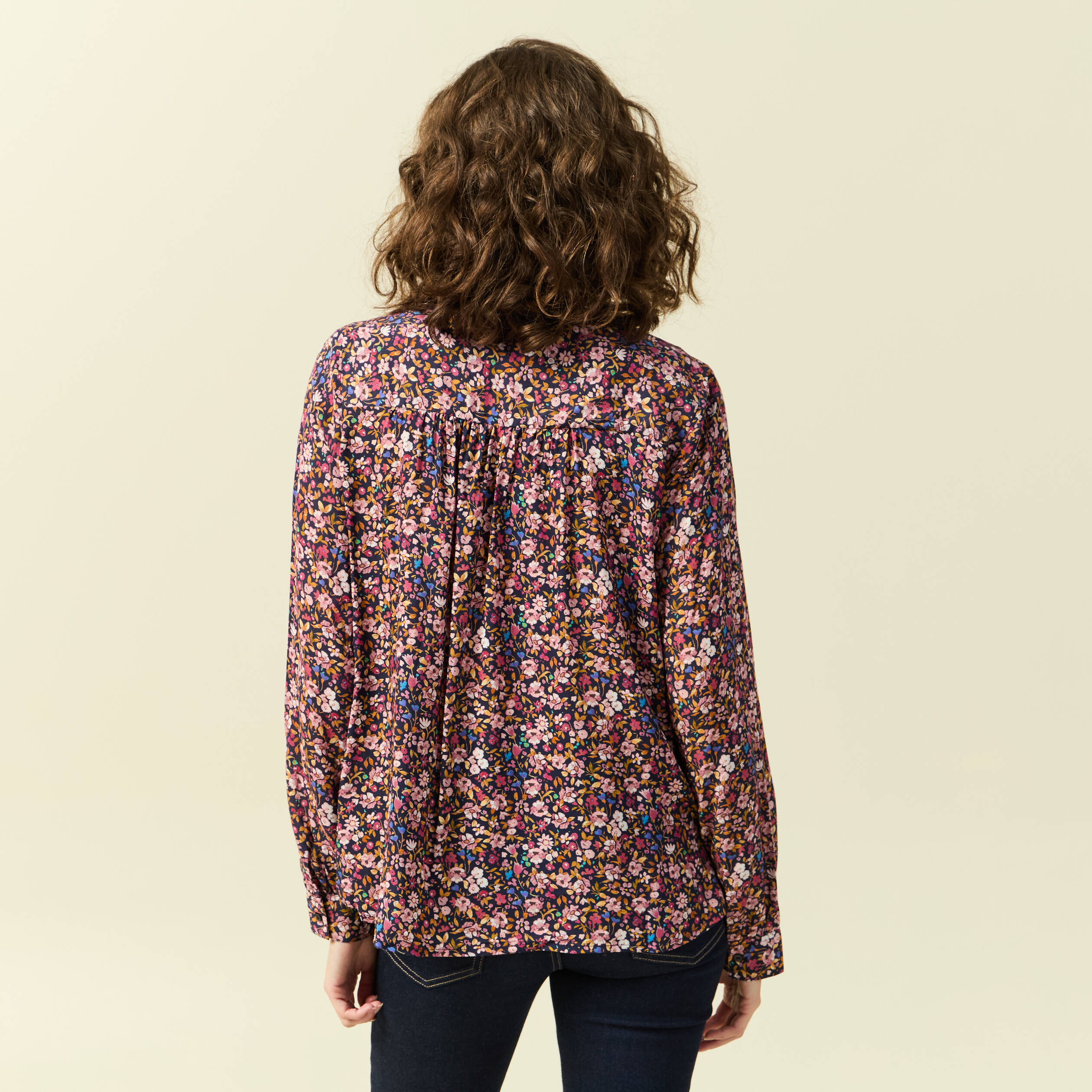 Blouse manches longues bleu marine femme Bonobo