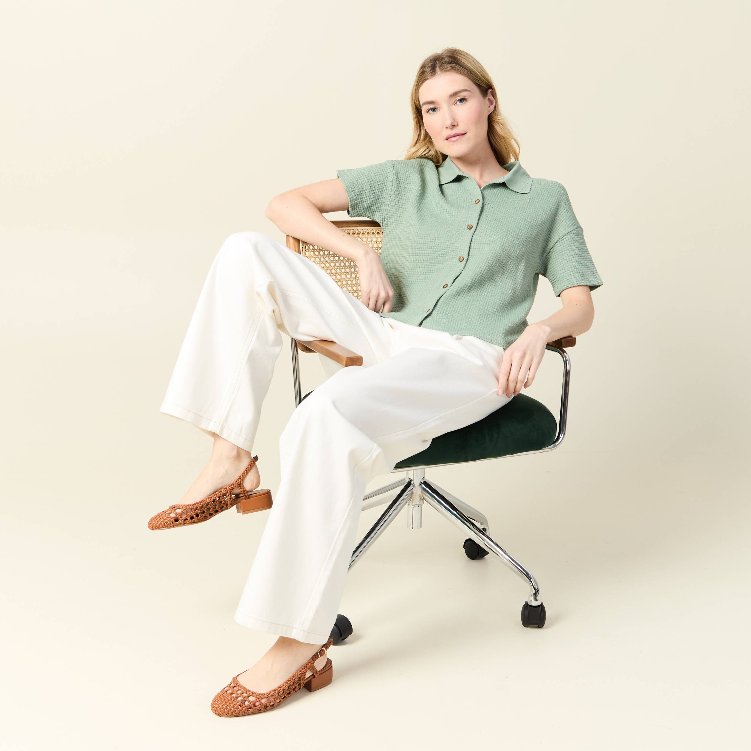 polo en maille vert kaki femme Polo en maille vert kaki femme