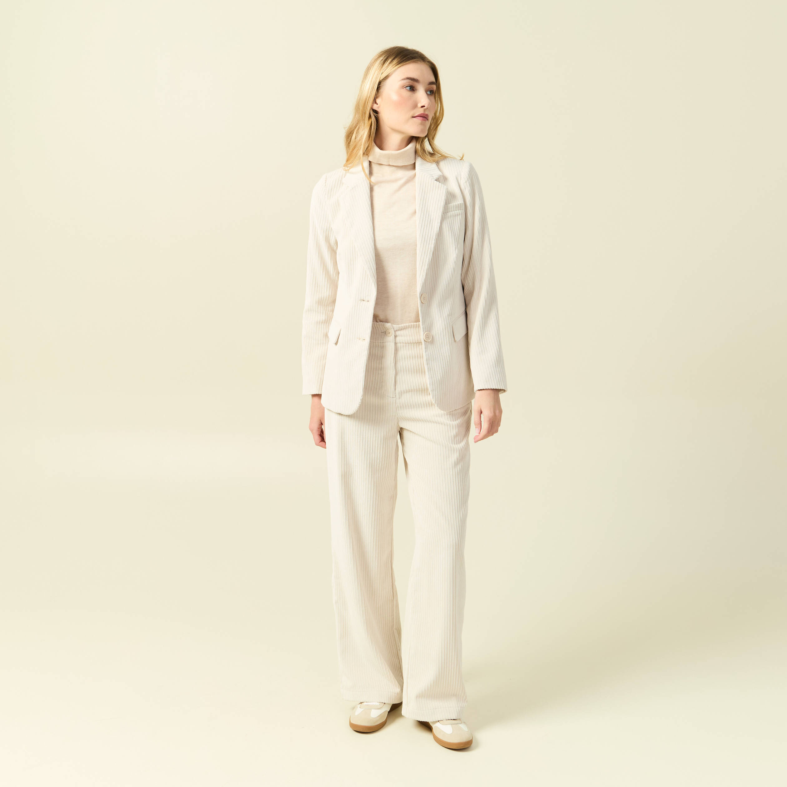 Pantalon Tailleur Pantalon Large Fluide Beige Femme Pantalon Large