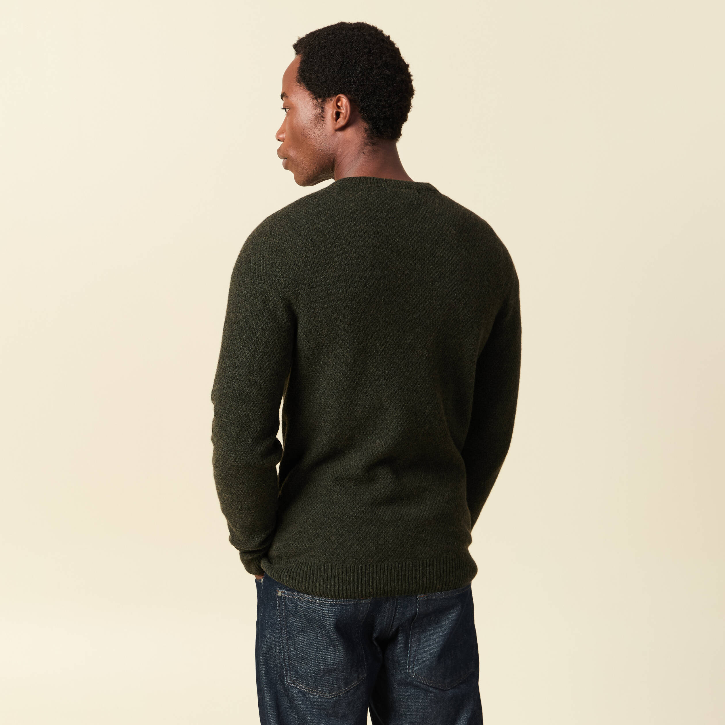 Pull manches longues fabriqu&eacute; en France vert kaki homme