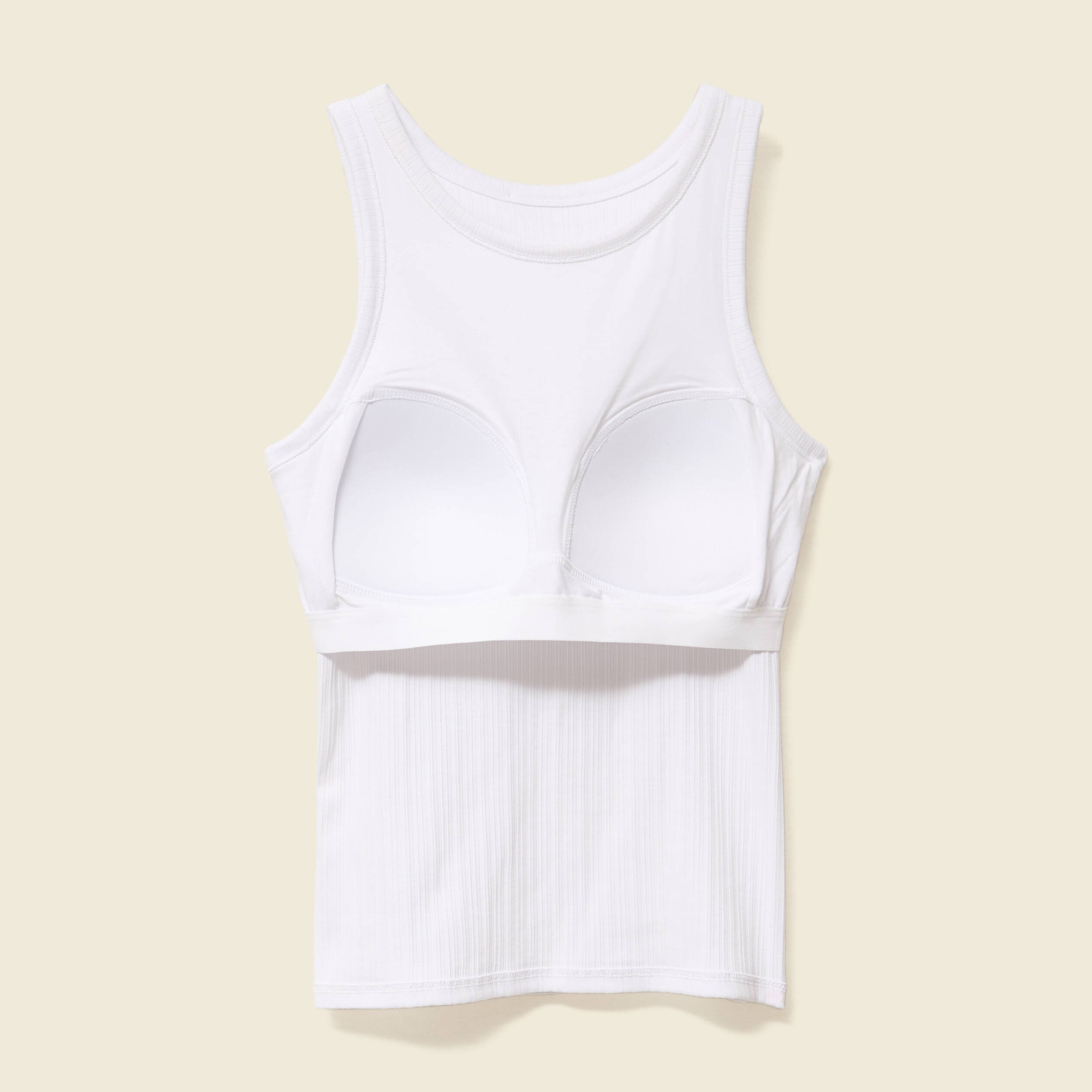 debardeur 2 en 1 avec brassiere integree blanc femme Débardeur 2 en 1 avec brassière intégrée blanc femme