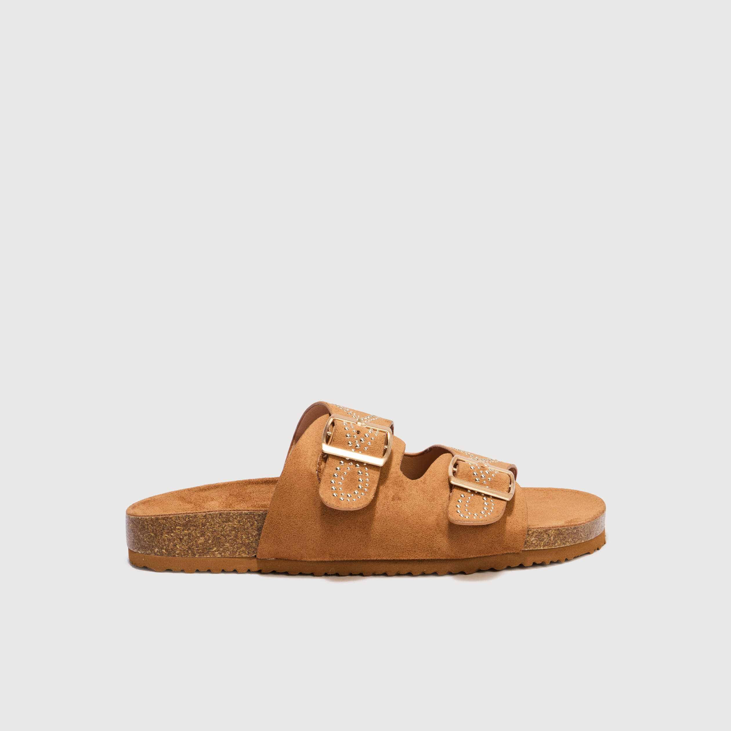 Mules avec d&eacute;tails clout&eacute;s marron femme
