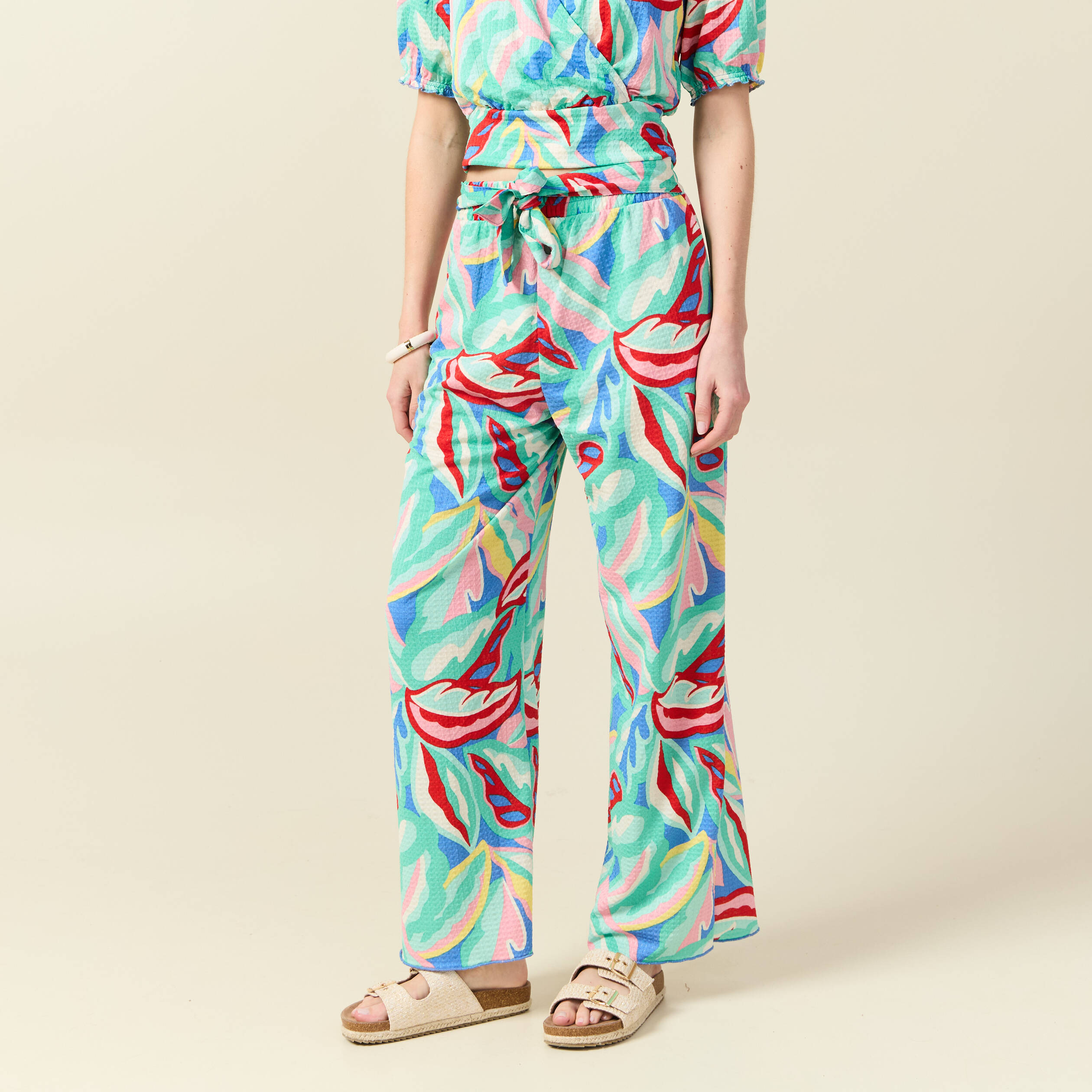 Pantalon fluide large multicolore femme
