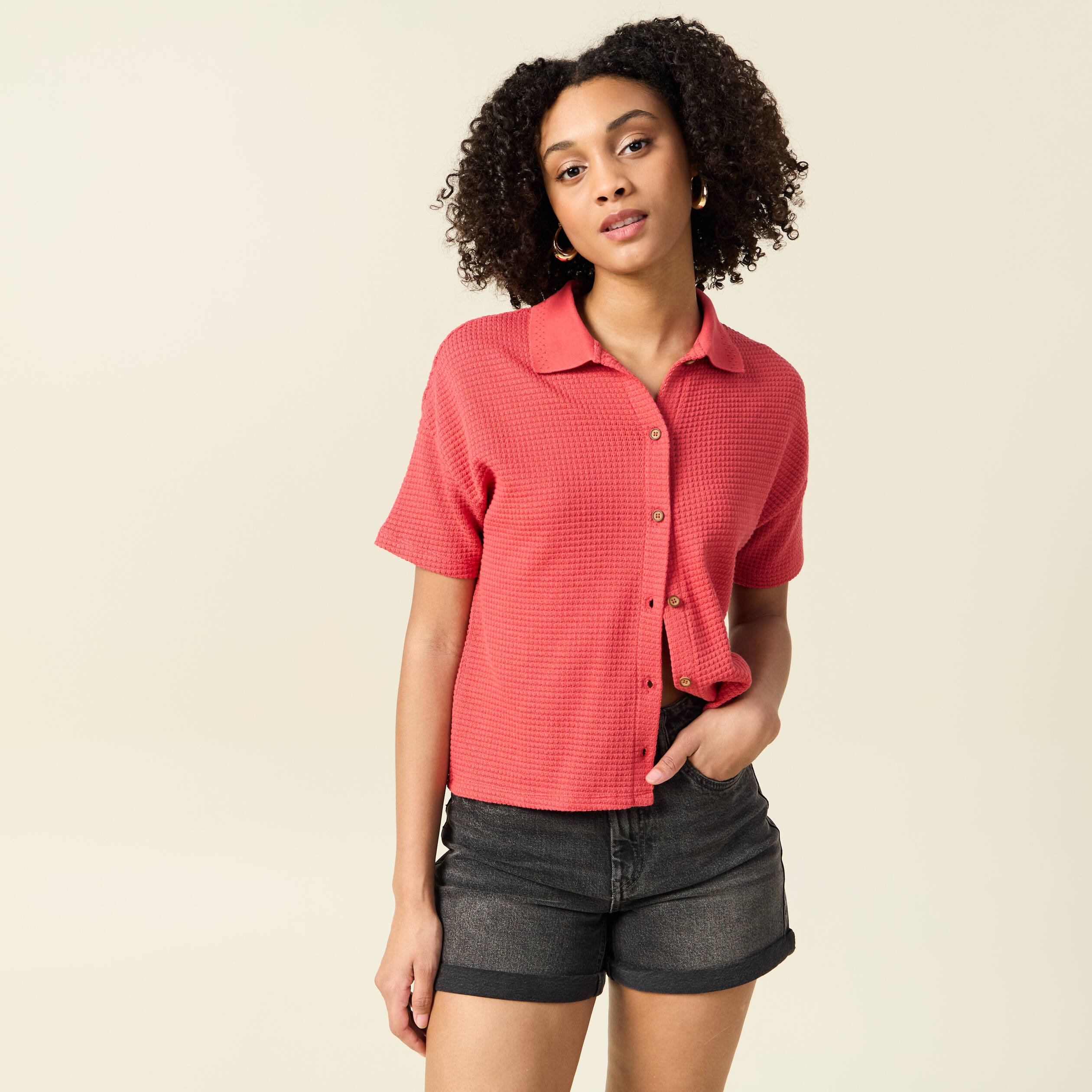 polo en maille rouge femme Polo en maille rouge femme