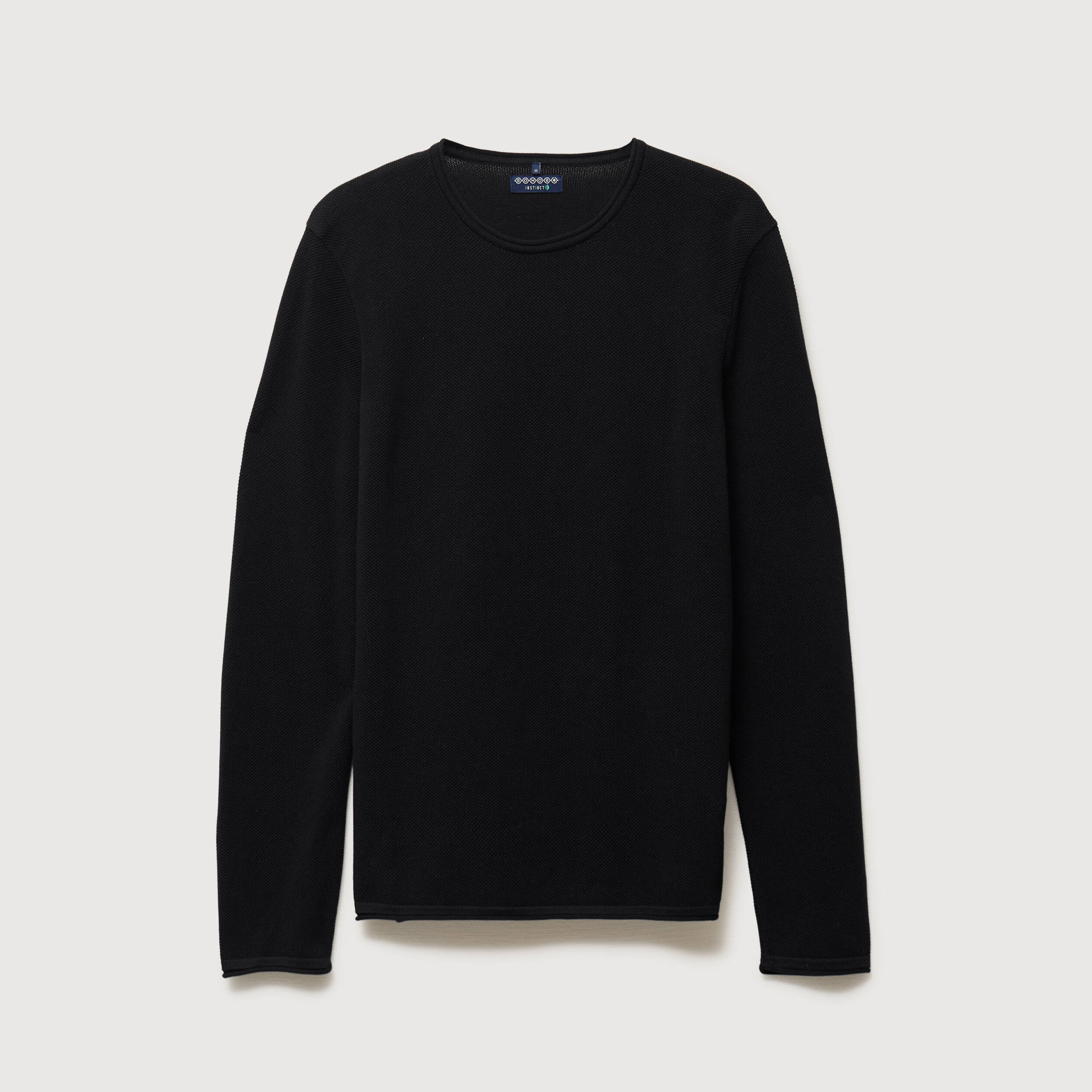 Pull col rond manches longues noir homme