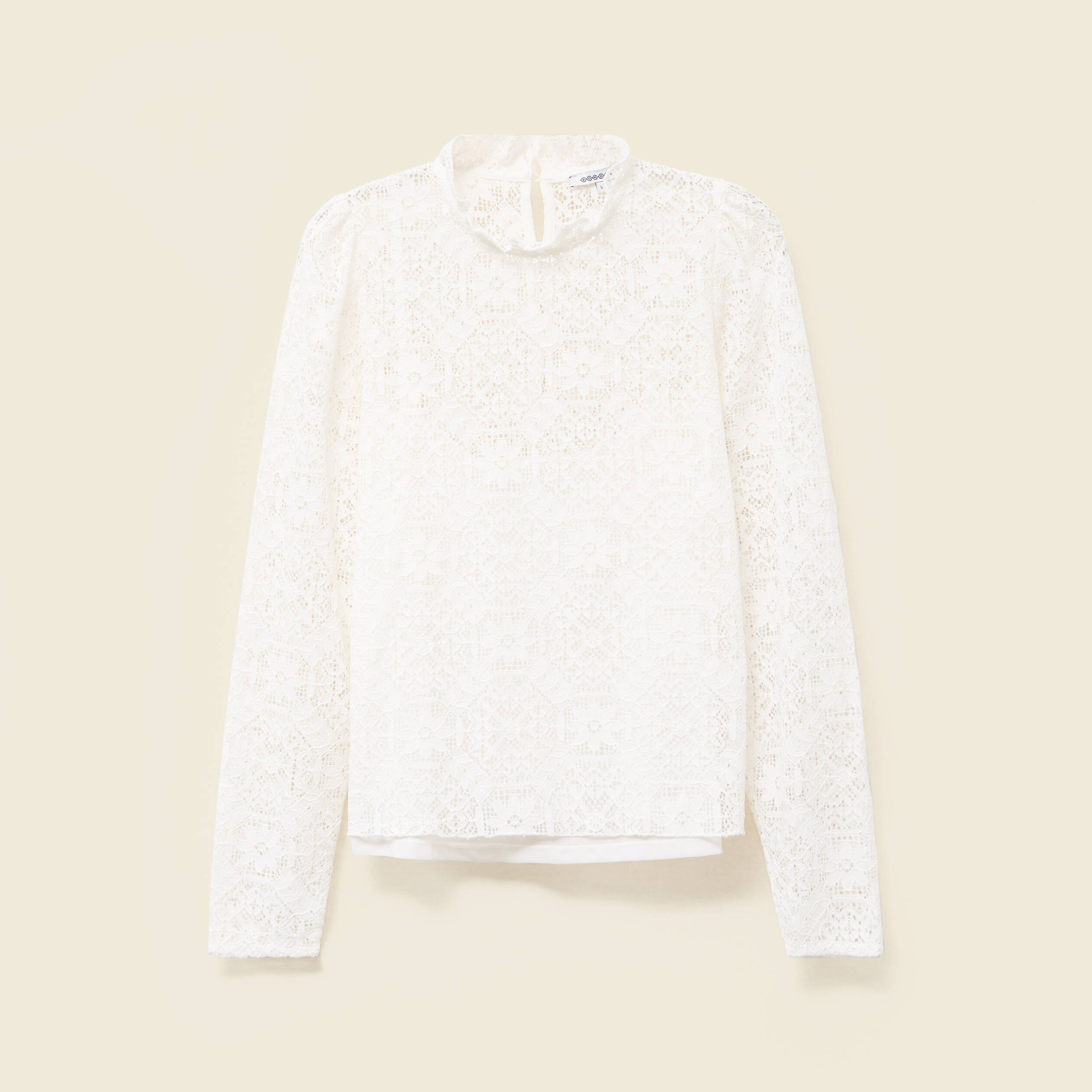 T-shirt droit court manches longues blanc femme