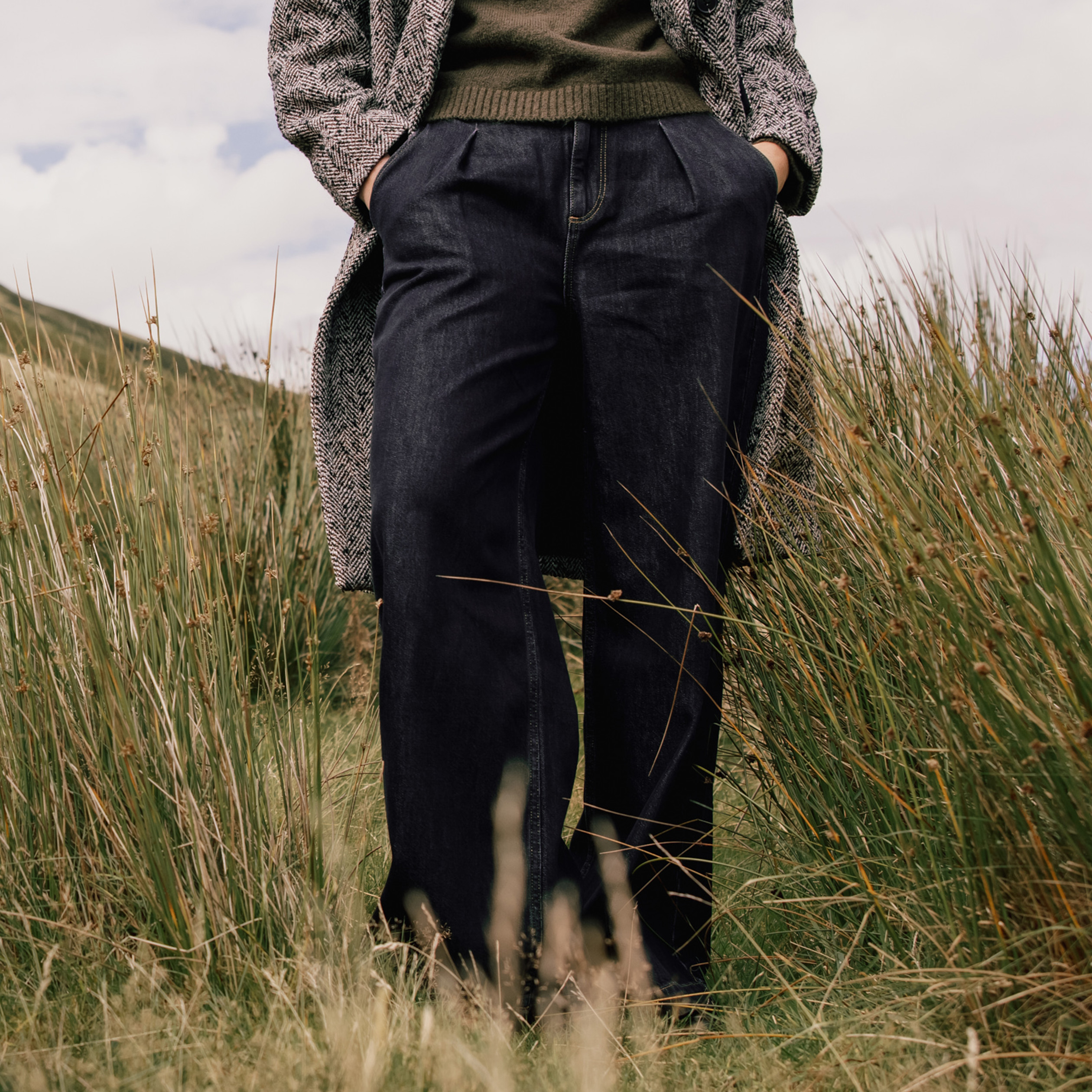 Jeans large taille haute denim gris femme Bonobo - Main Image