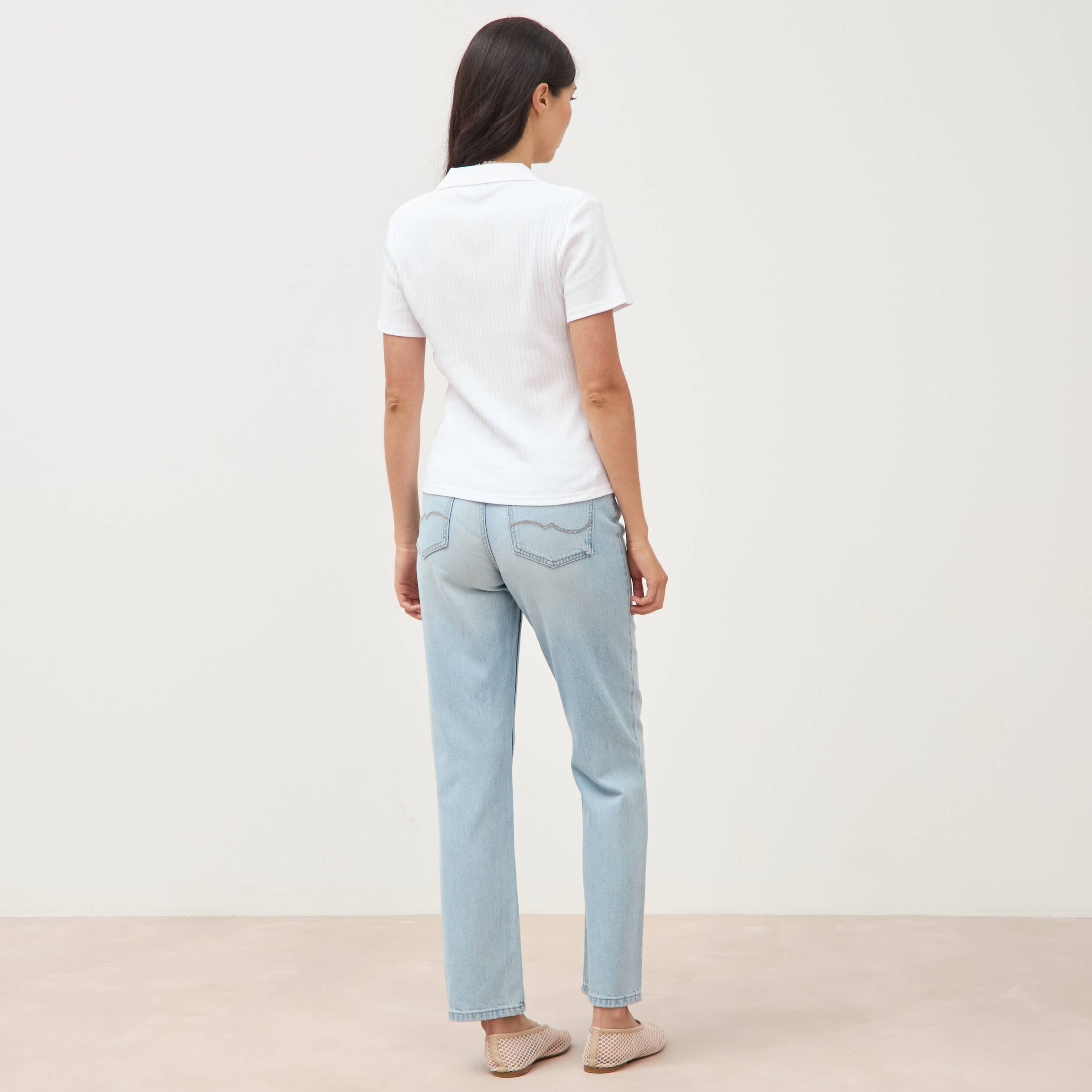 Polo manches courtes blanc femme
