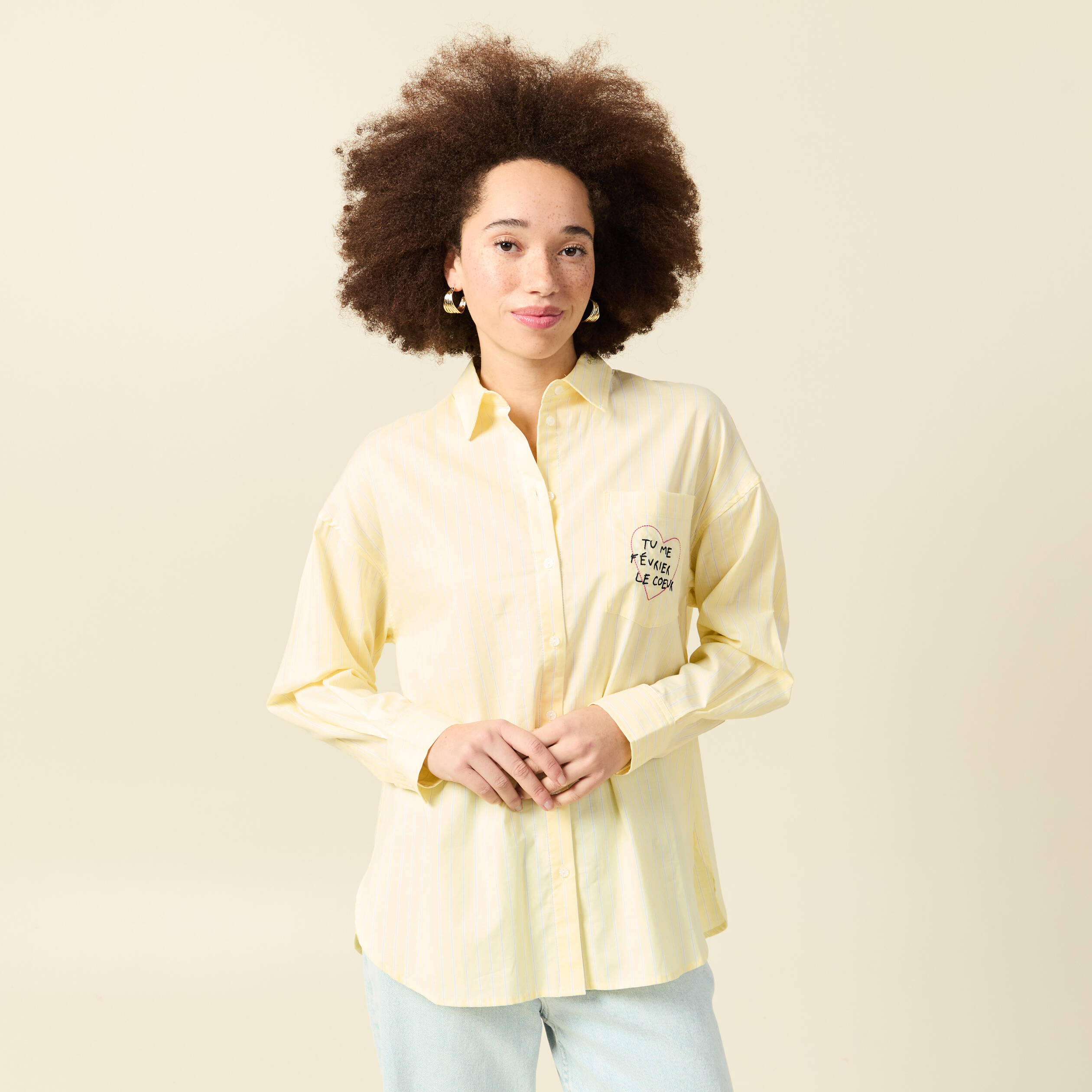 Chemise brod&eacute;e Atelier Beguin x Bonobo jaune femme