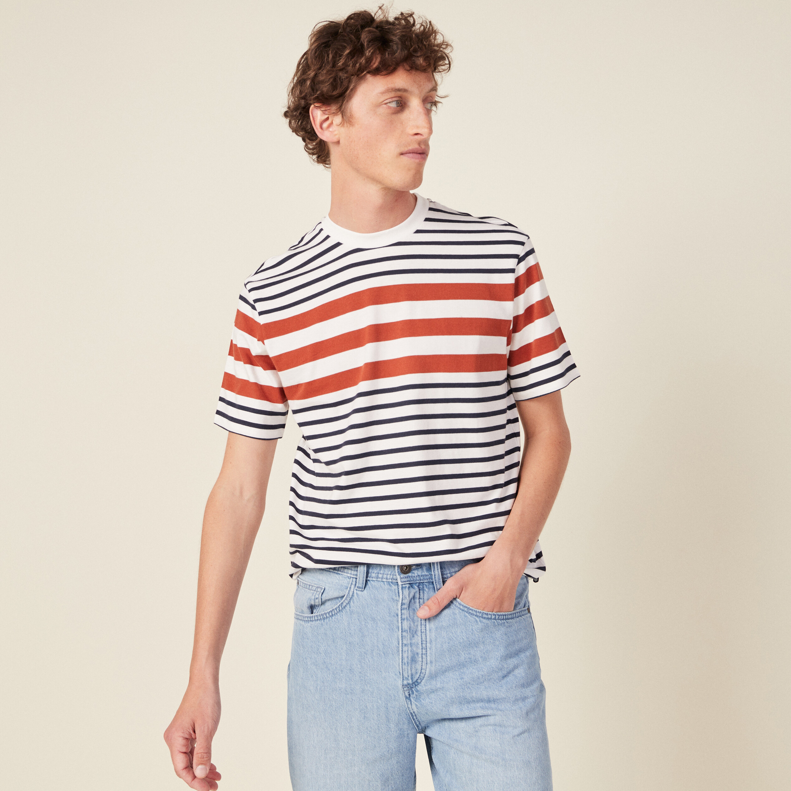 t shirt manches courtes ecru homme T-shirt manches courtes ecru homme