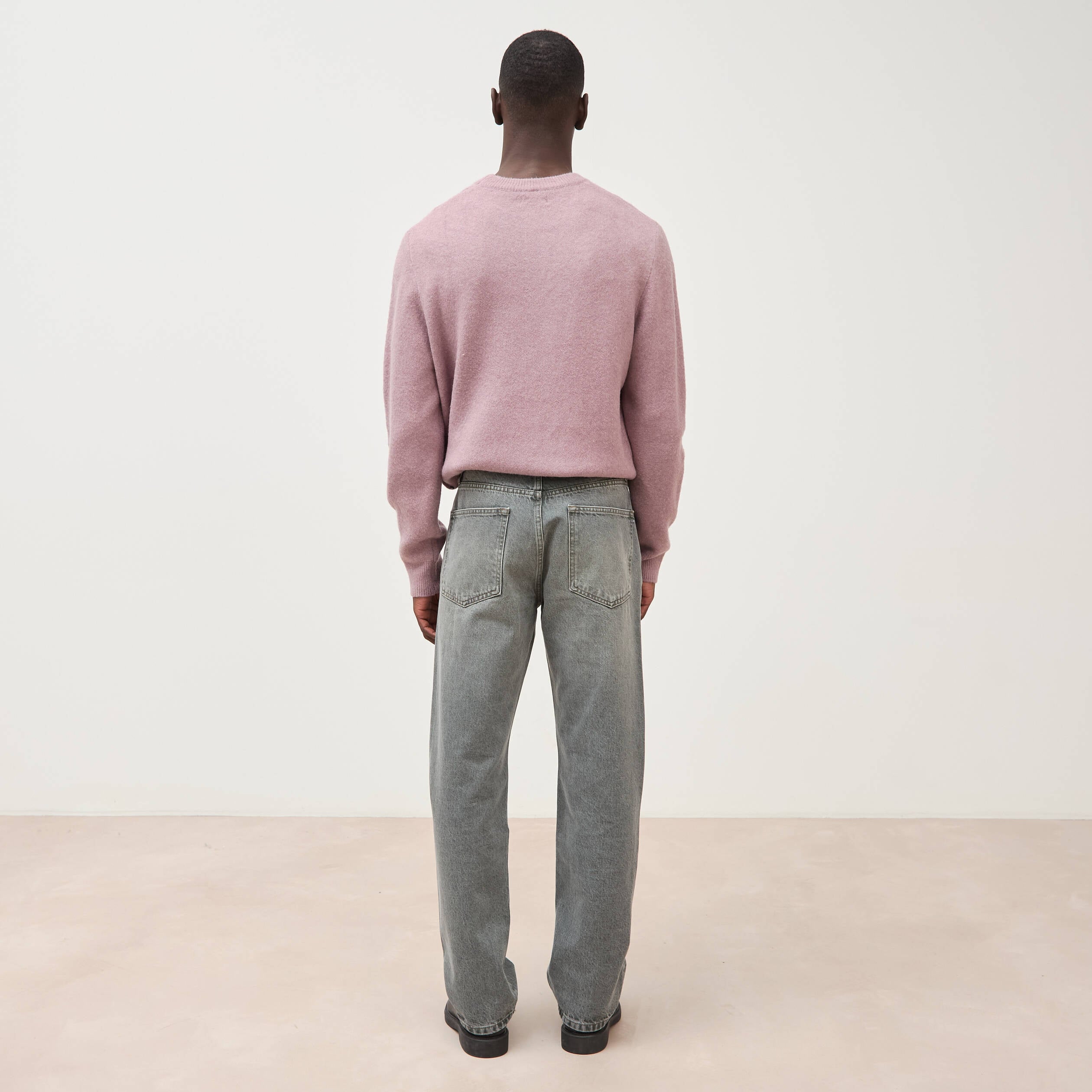 Jeans straight longueur 32 en coton denim gris homme