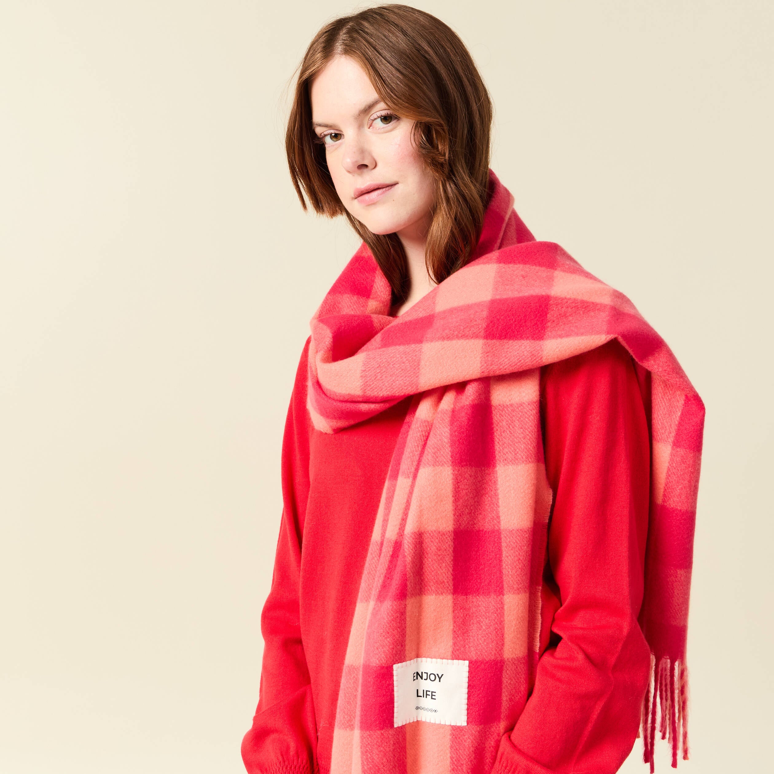 &Eacute;charpe rose corail femme